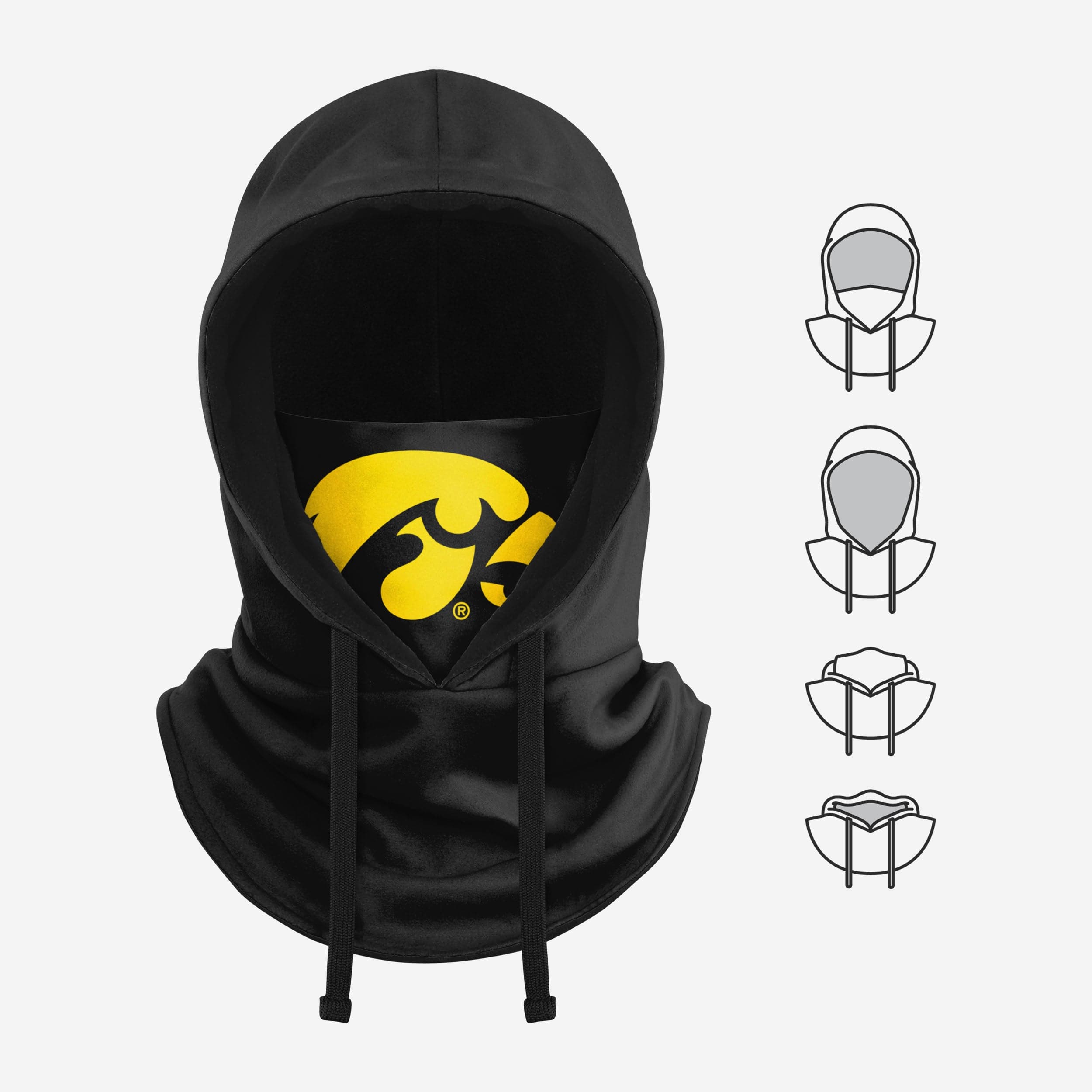 Iowa Hawkeyes Super-Chic Black Drawstring Hooded Gaiter