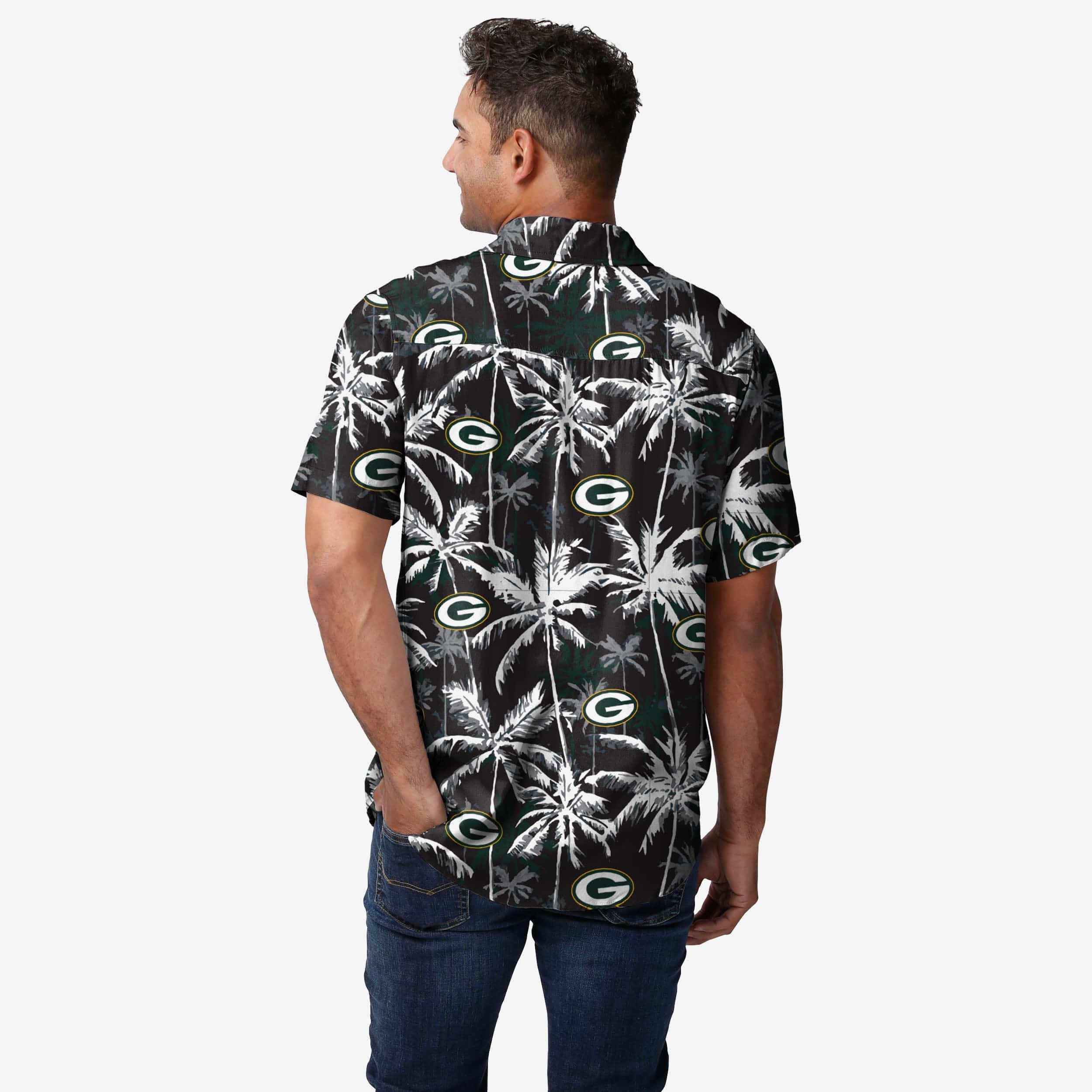 Stunning Green Bay Packers Black Floral Button-Up Shirt