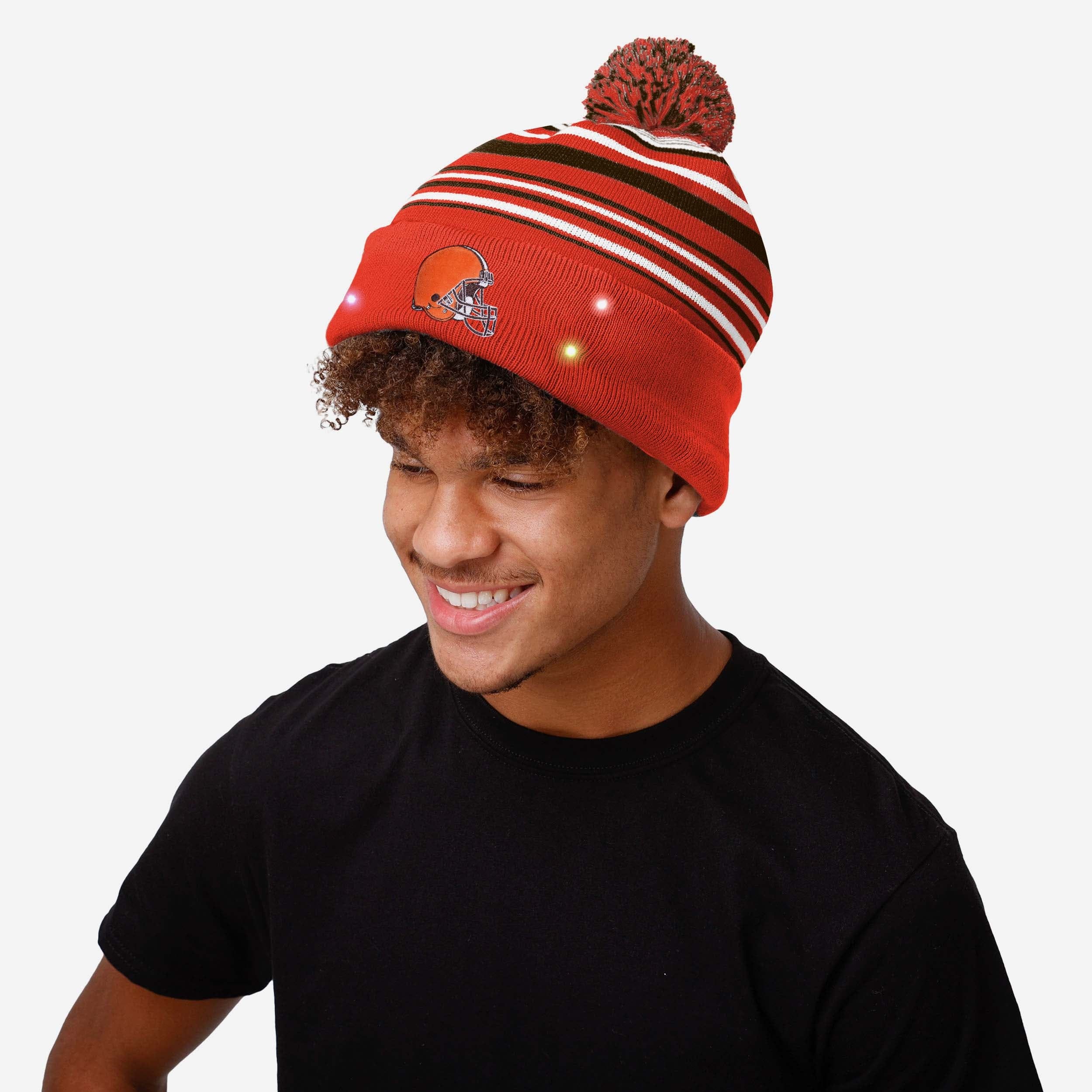 Cleveland Browns Horizontal Stripe Glowing Beanie - Show Your Team Spirit!