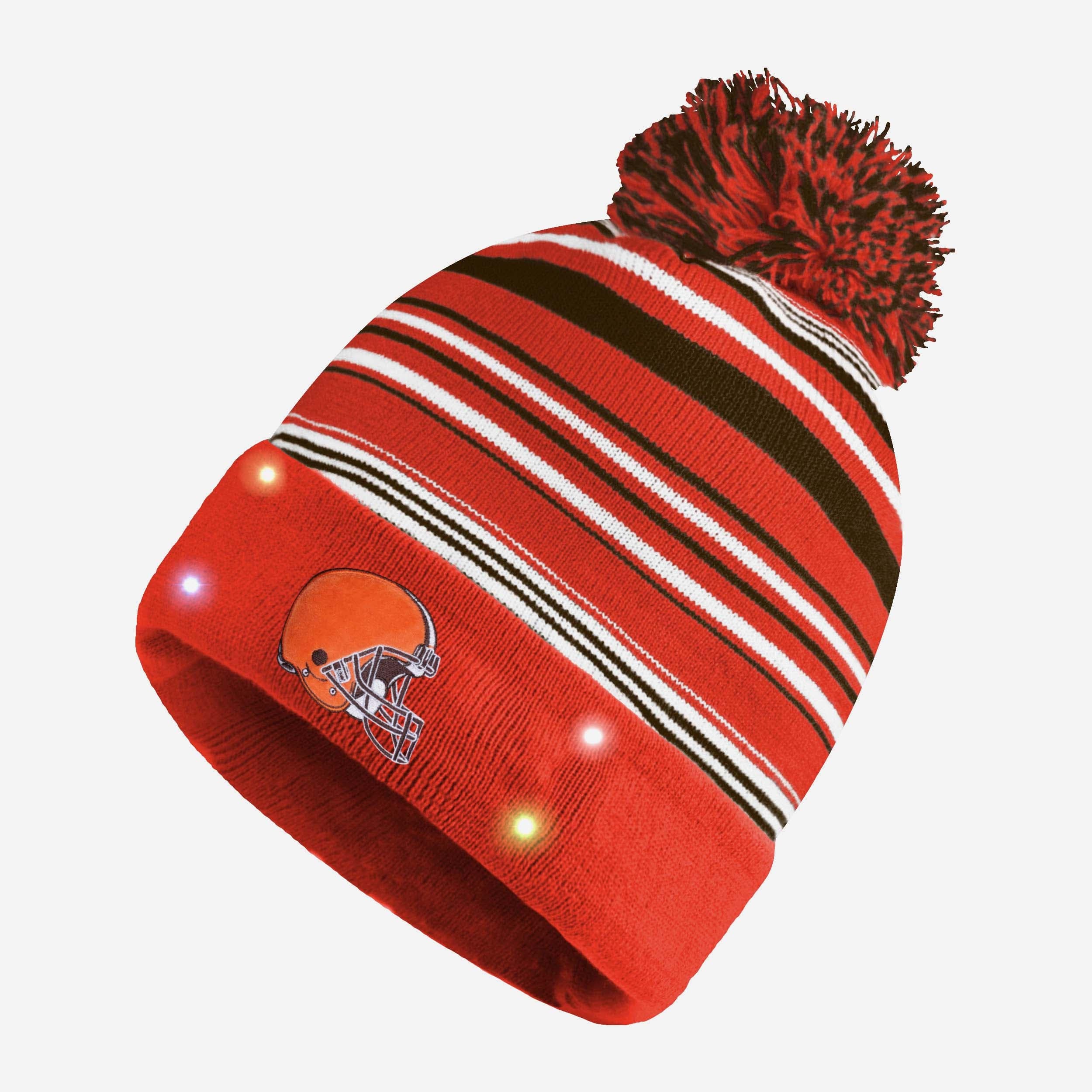 Cleveland Browns Horizontal Stripe Glowing Beanie - Show Your Team Spirit!