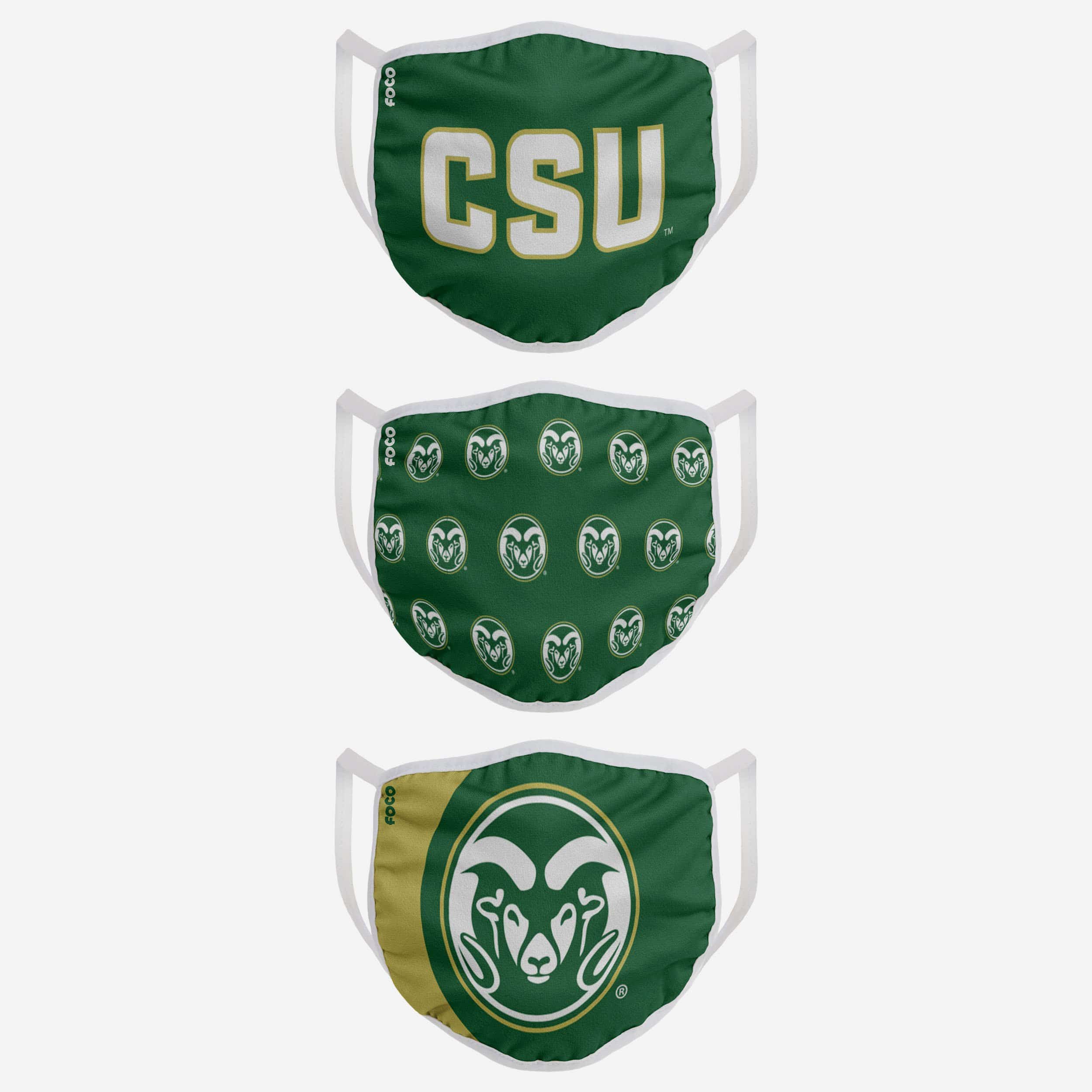 Colorado State Rams 3-Pack Fashion Face Covers - Represent Your Team in Style!