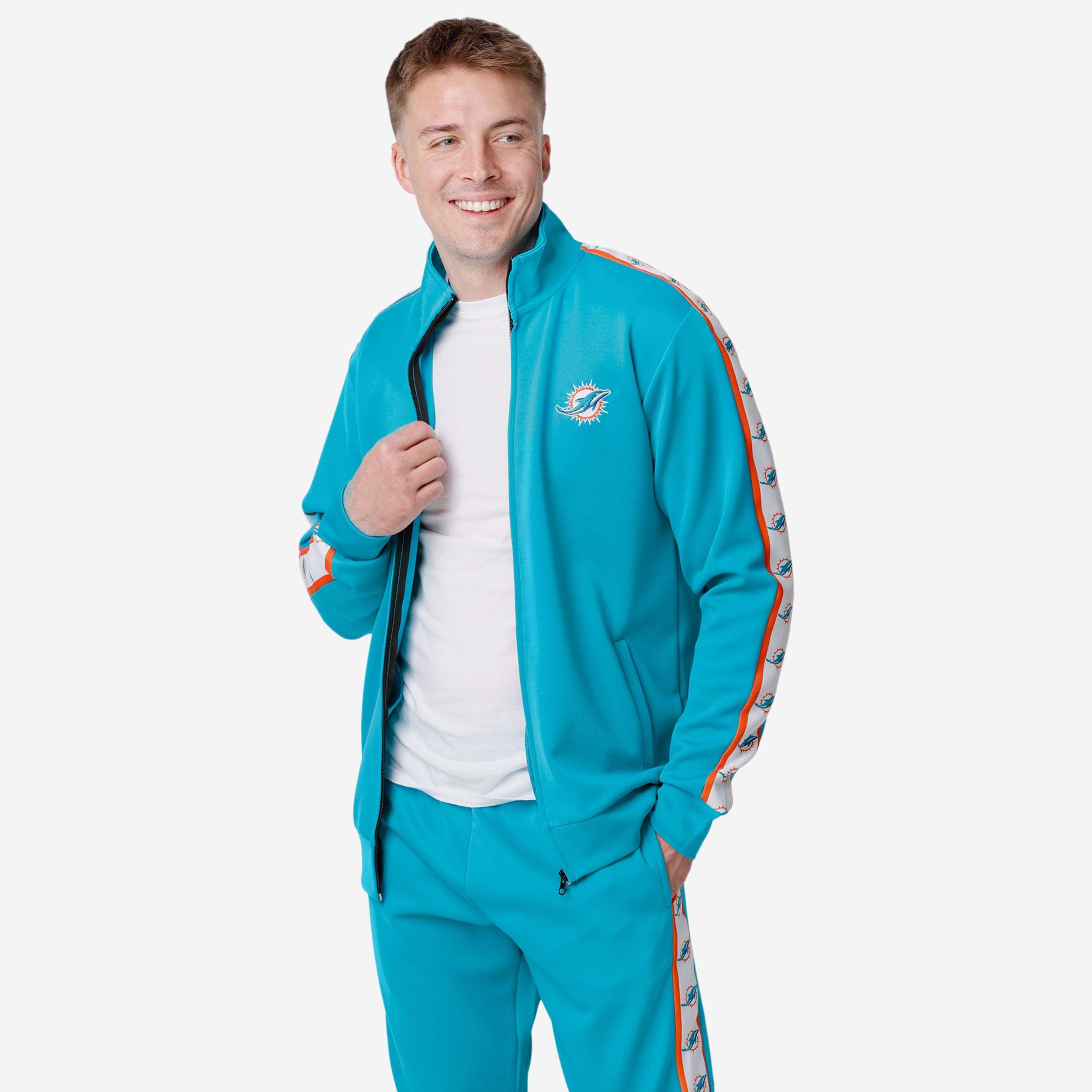 Miami Dolphins Stylish Stripe Logo Track Jacket - Gear Up for the Game!
