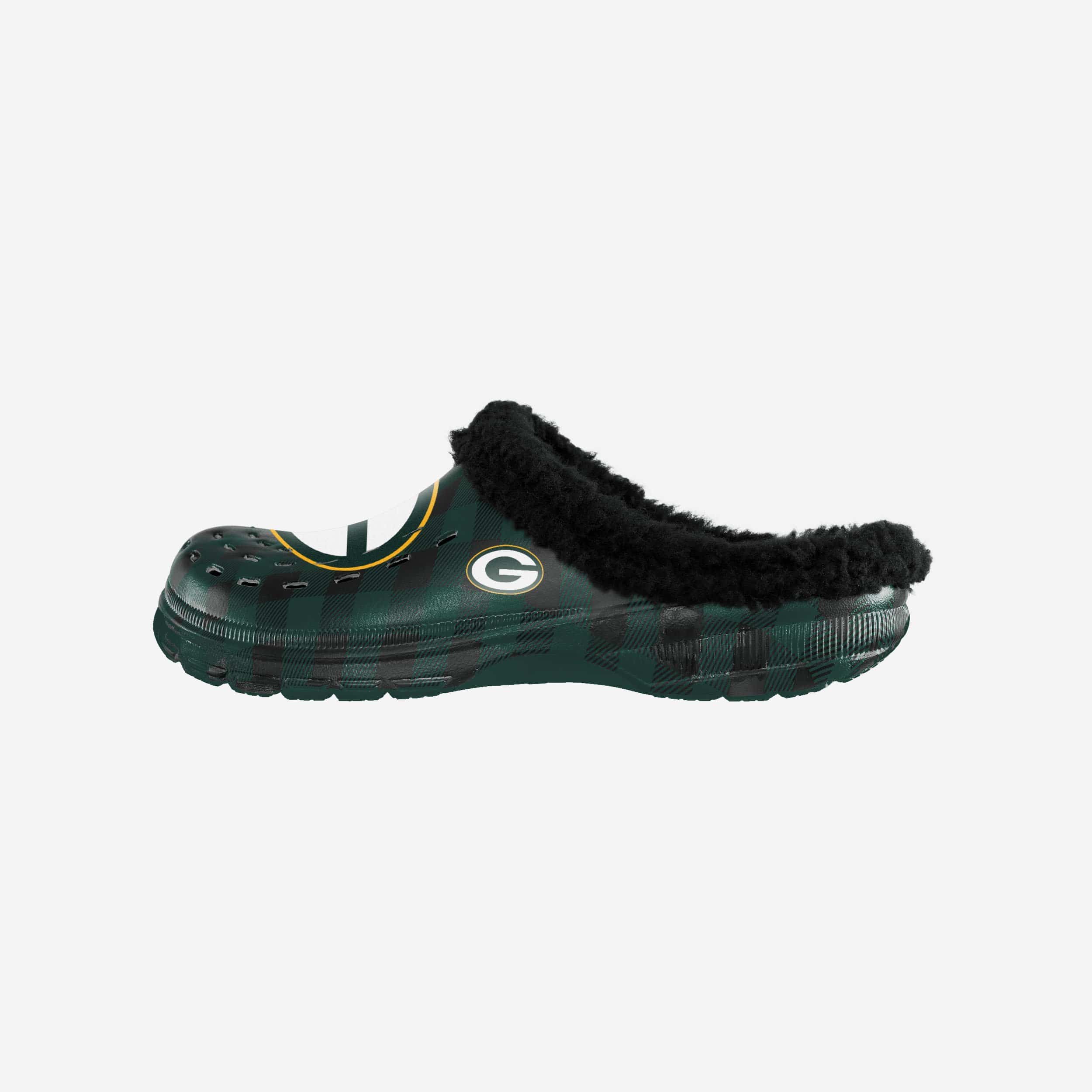 Green Bay Packers Sherpa-Lined Buffalo Check Fashion Clogs