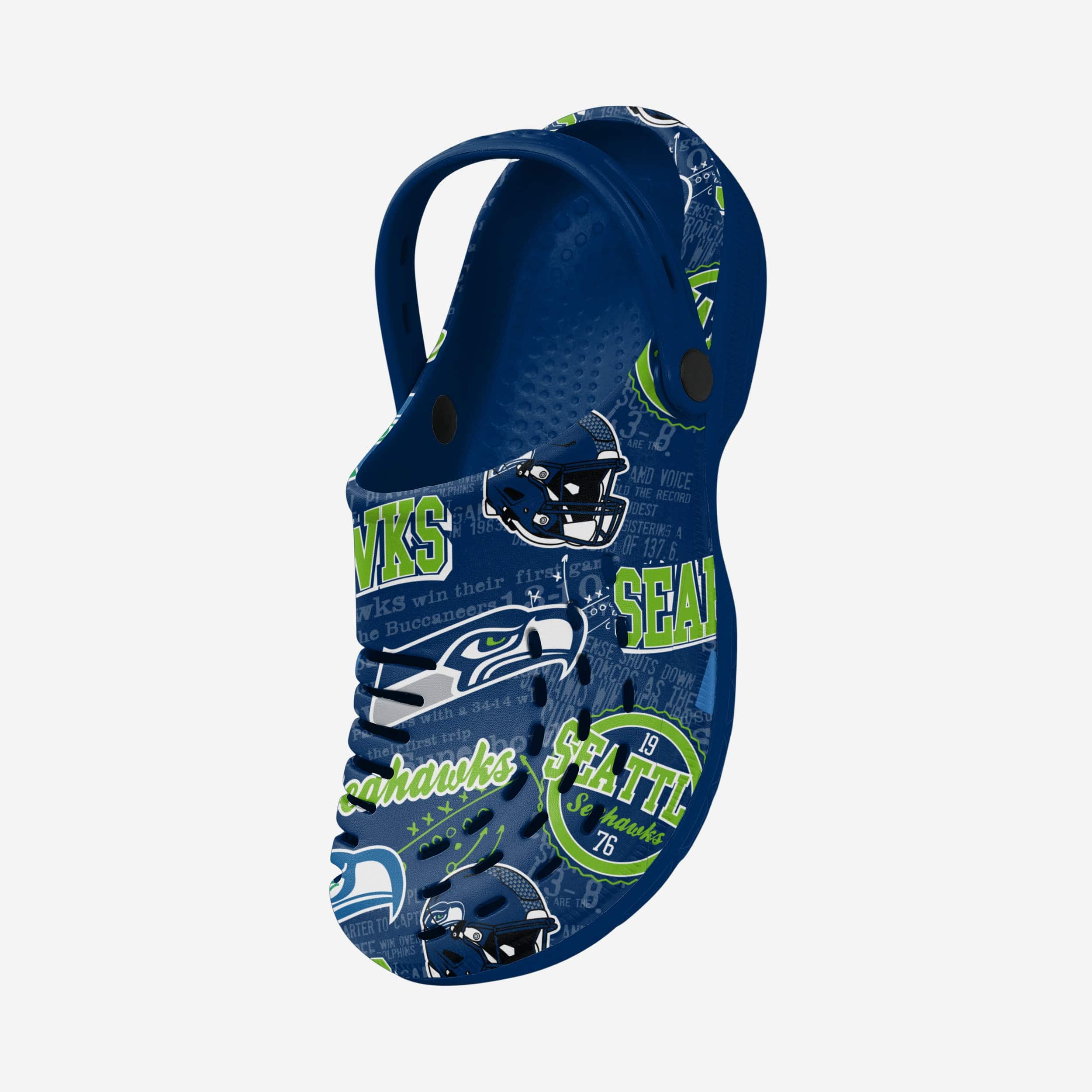 Seattle Seahawks Retro Print Clogs with Straps - A Step into Football History