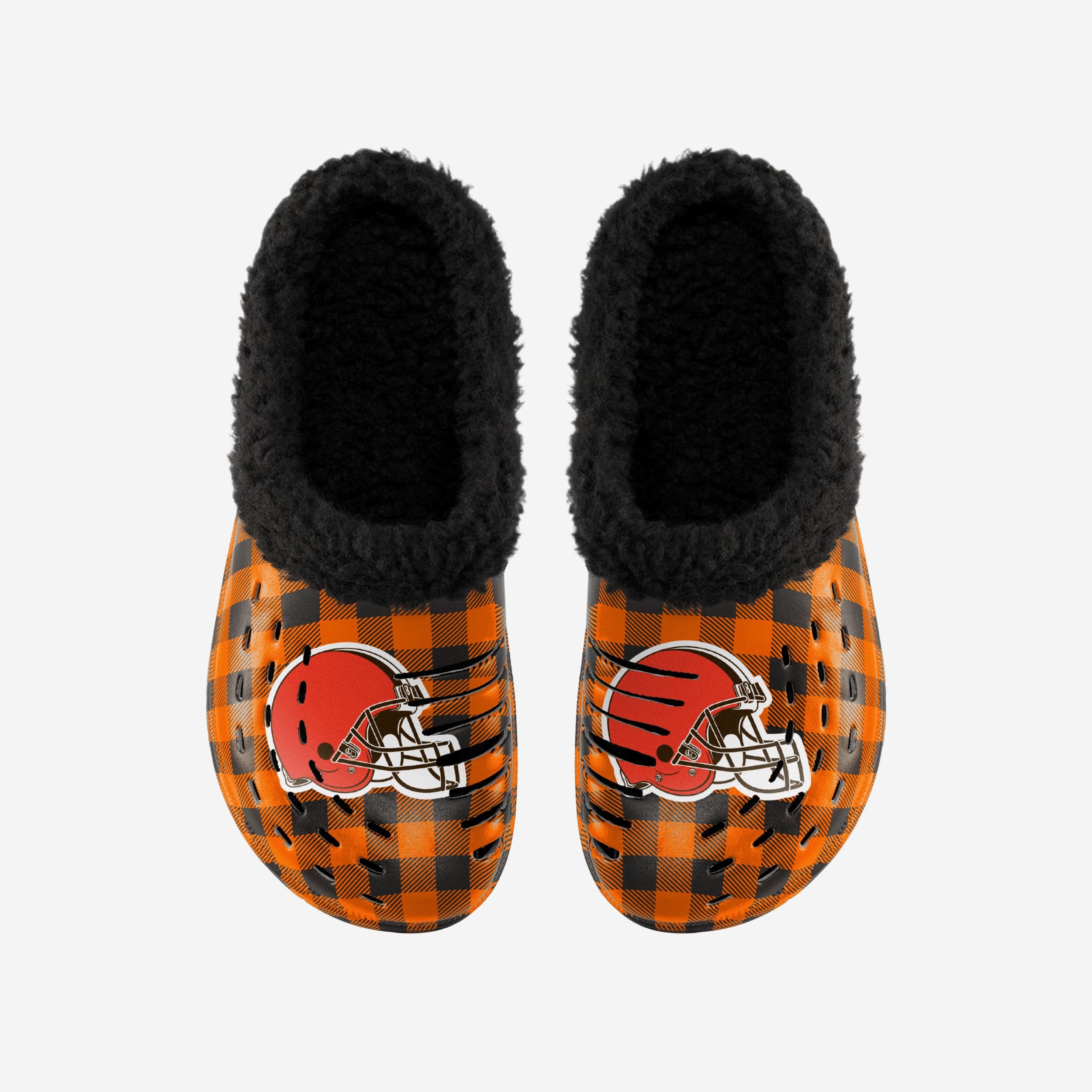 Cleveland Browns Sherpa-Lined Buffalo Check Fashion Clogs