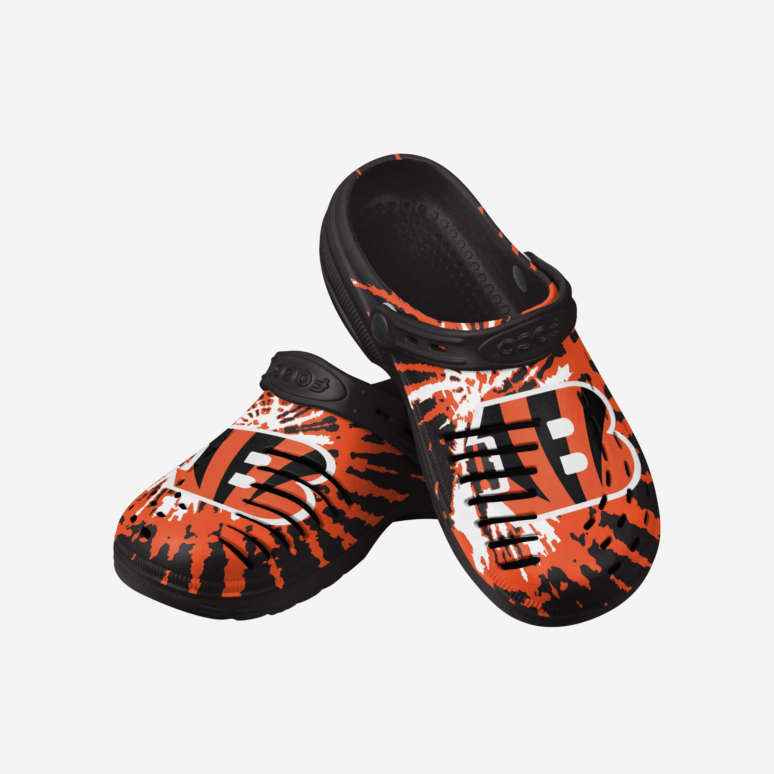 Groovy Cincinnati Bengals Tie - Dye Clogs with Straps