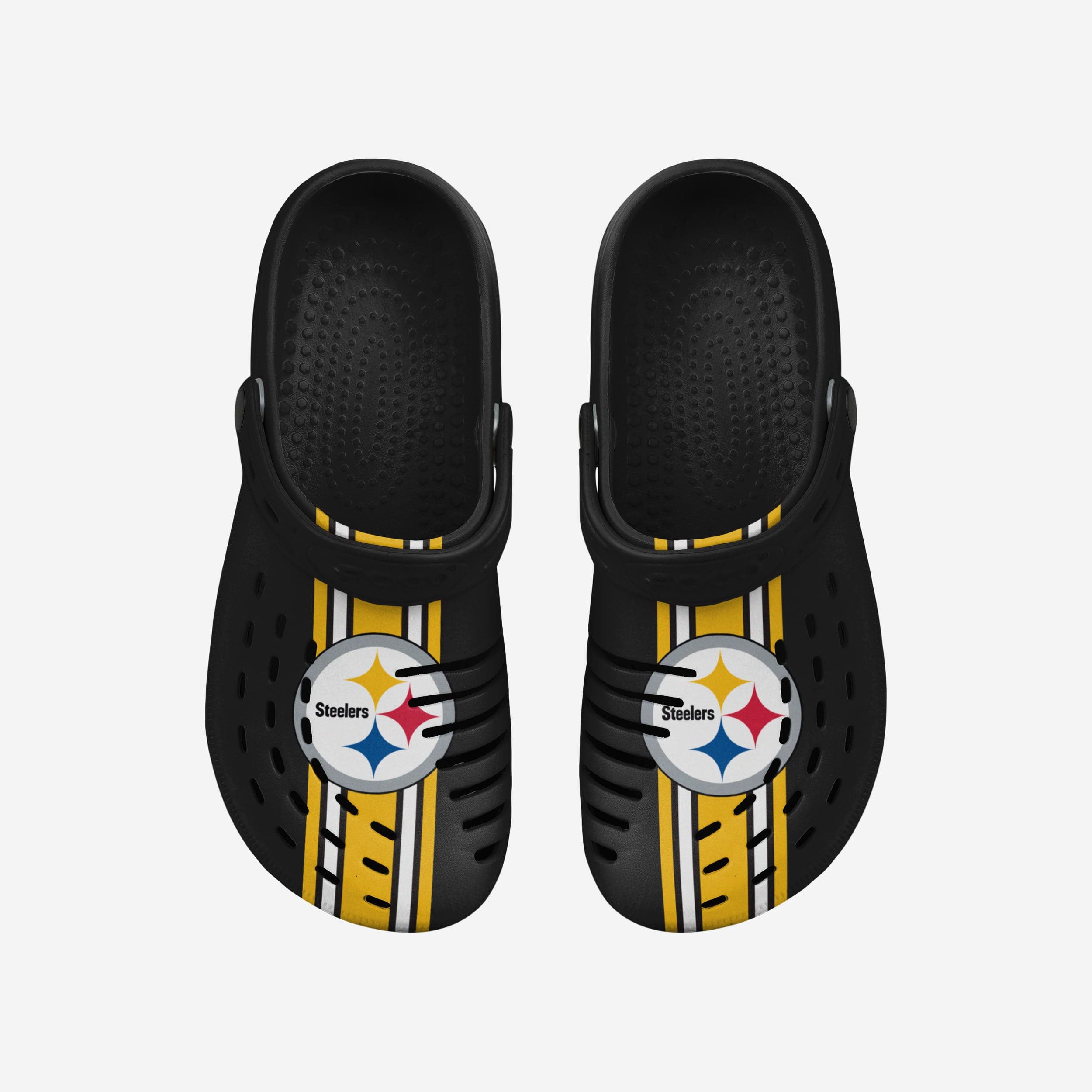 Pittsburgh Steelers Stylish Team Stripe Clogs with Straps