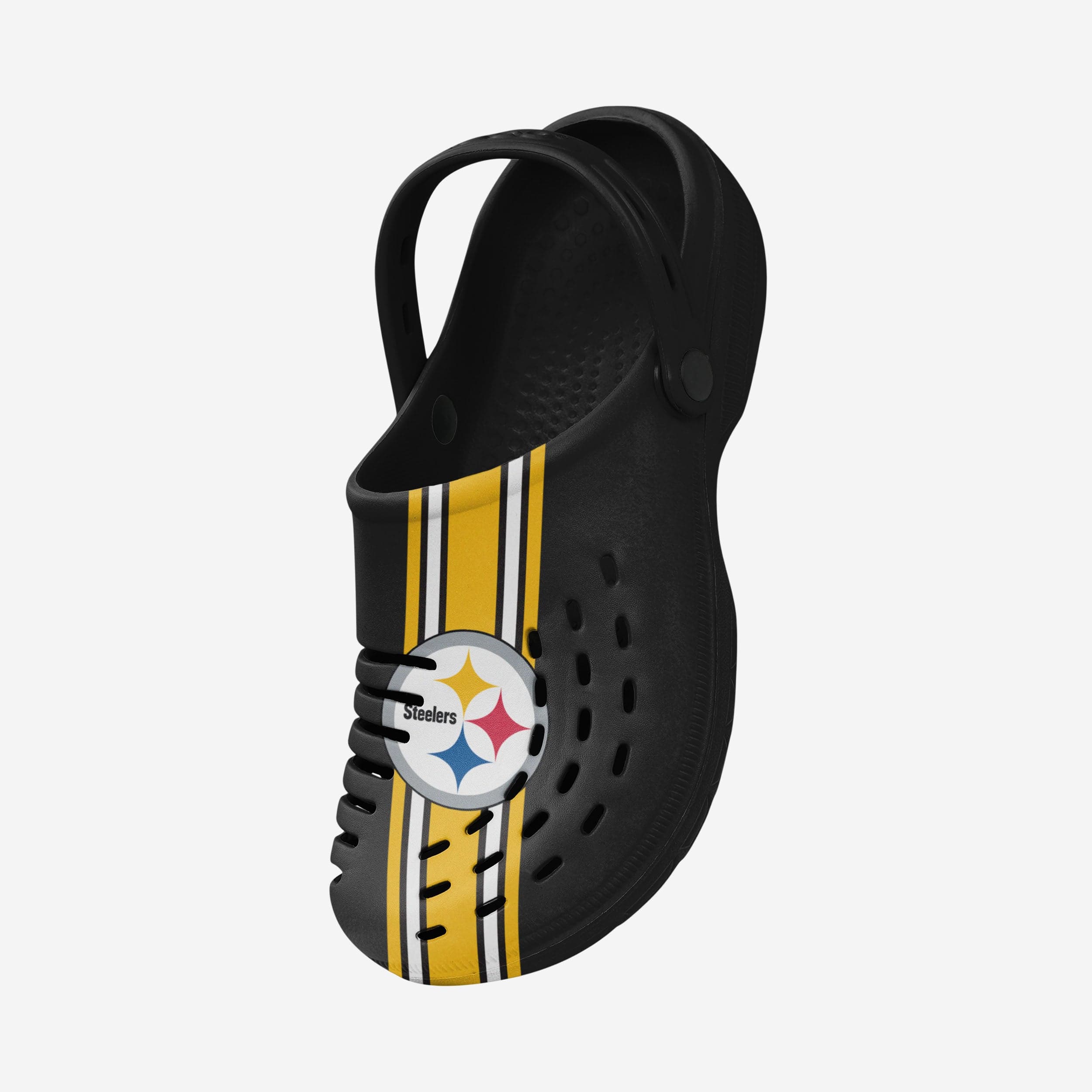 Pittsburgh Steelers Stylish Team Stripe Clogs with Straps