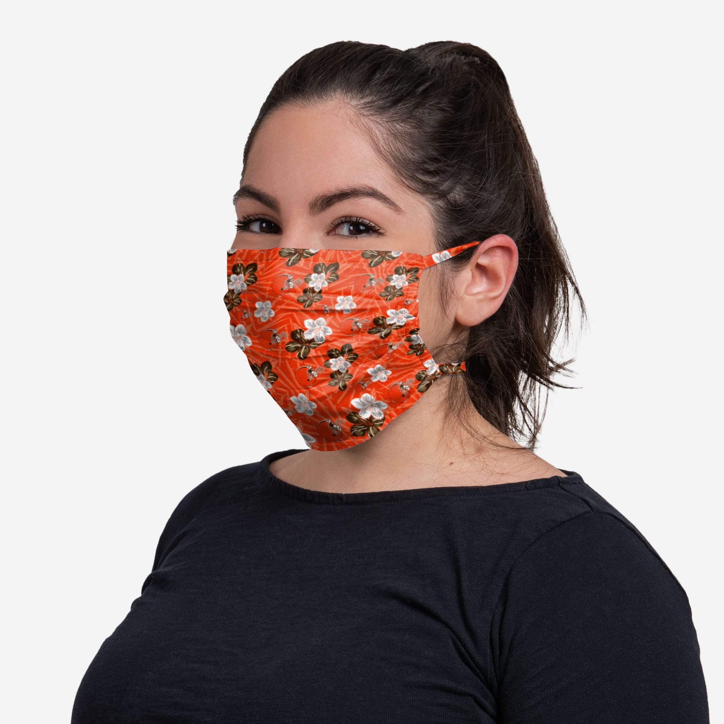 Cleveland Browns Hibiscus Tie-Back Face Cover - Show Your Team Spirit!