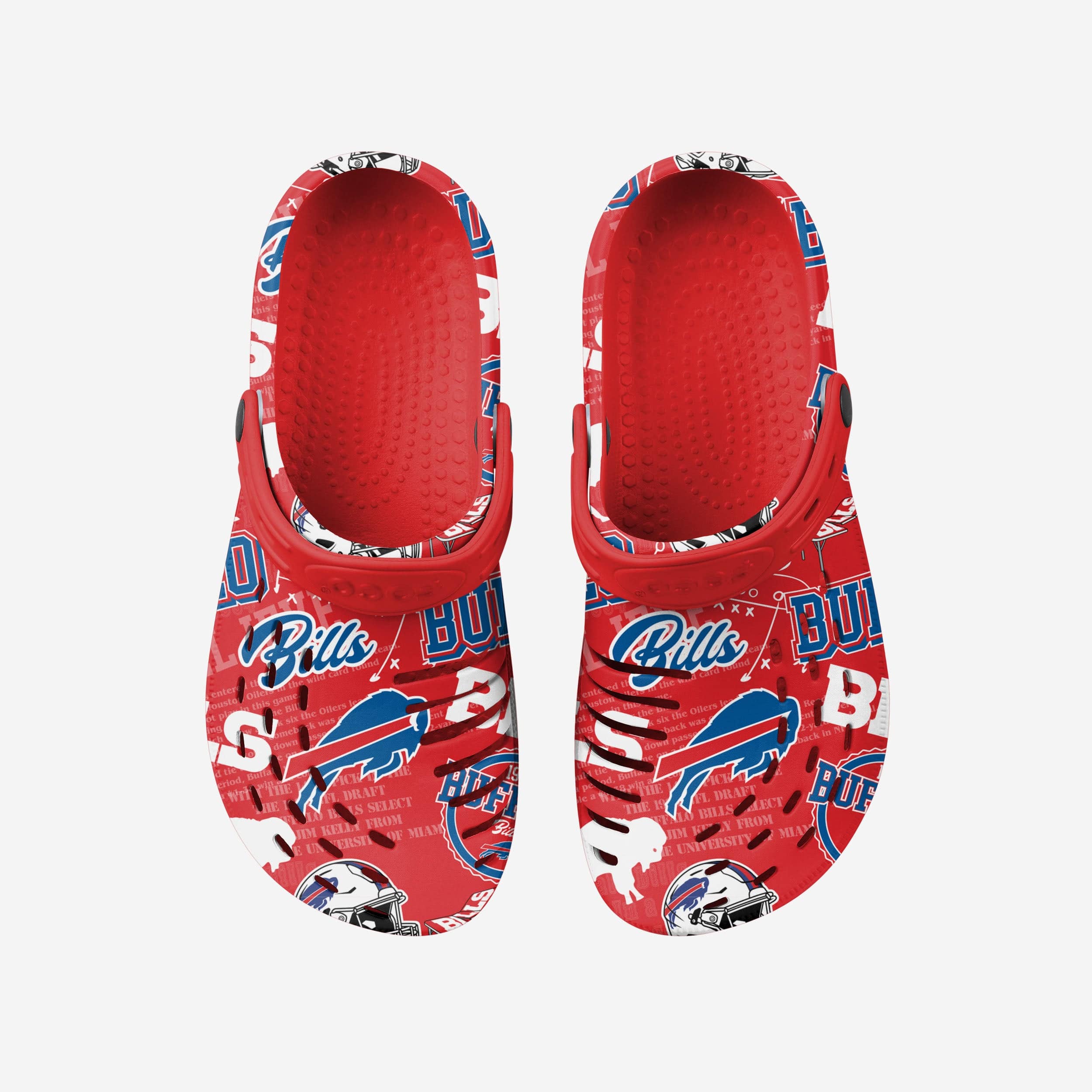 Buffalo Bills Vintage Print Clogs with Straps - A Timeless Team Tribute