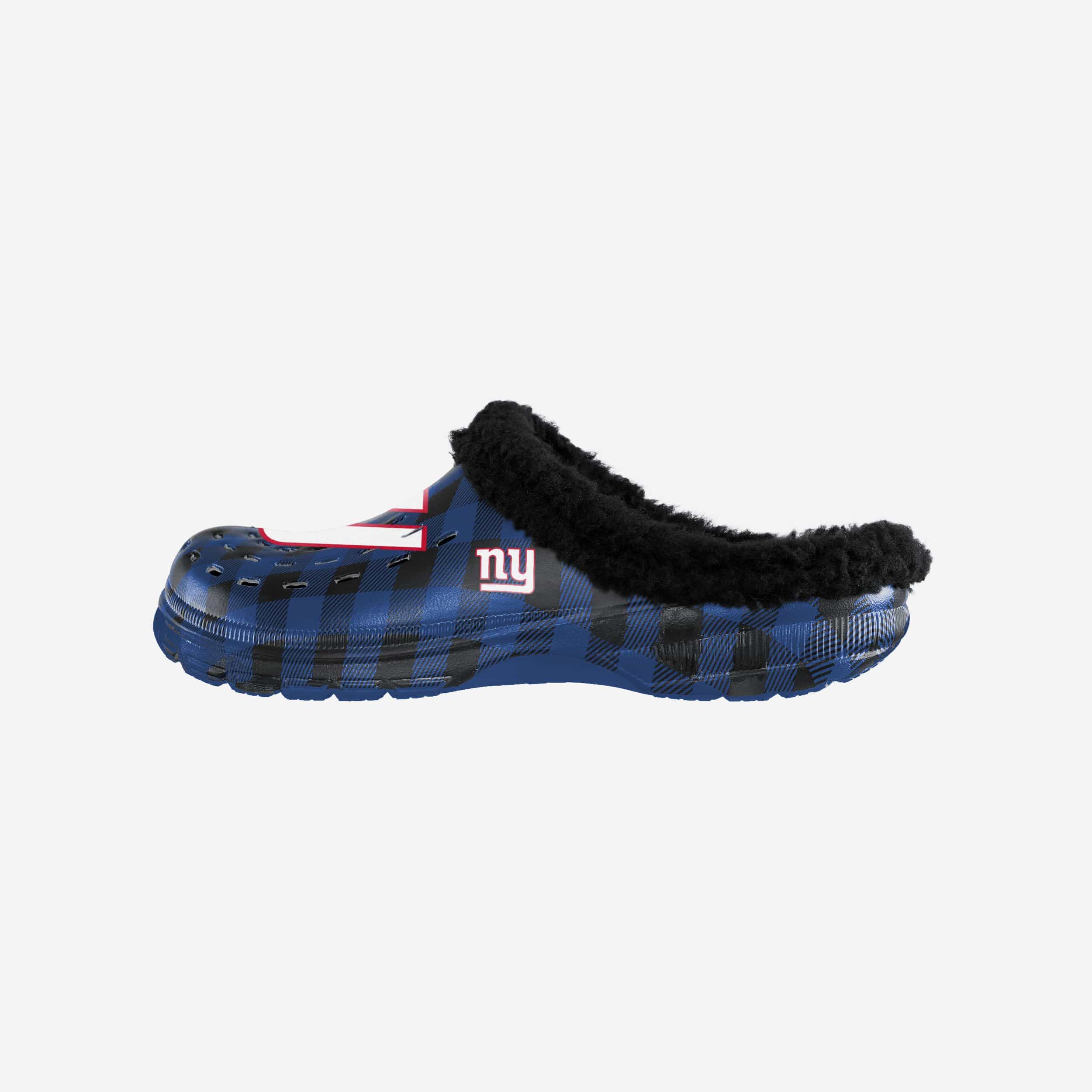 New York Giants Sherpa Lined Buffalo Check Fashion Clogs