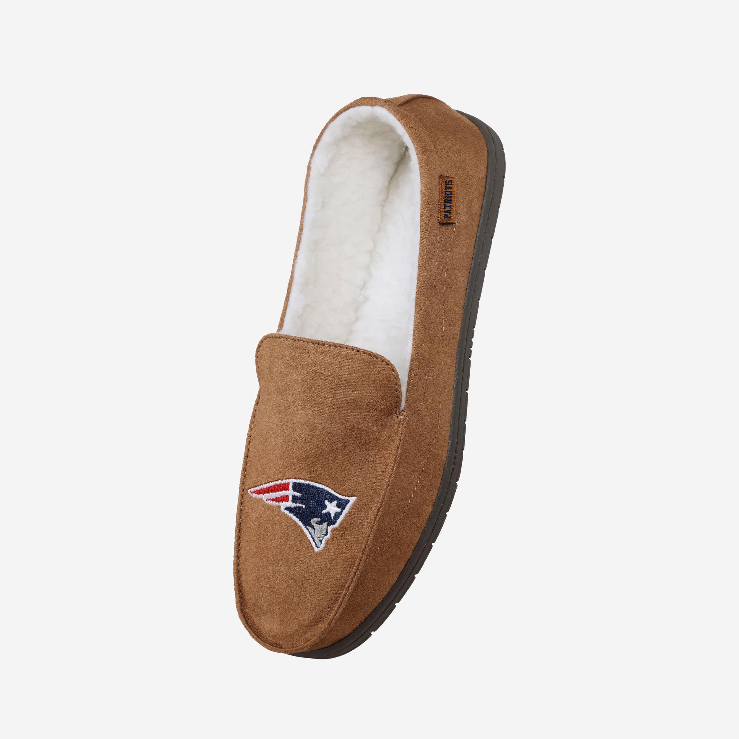 New England Patriots Beige Moccasin Slippers - Stylish Comfort for Fans