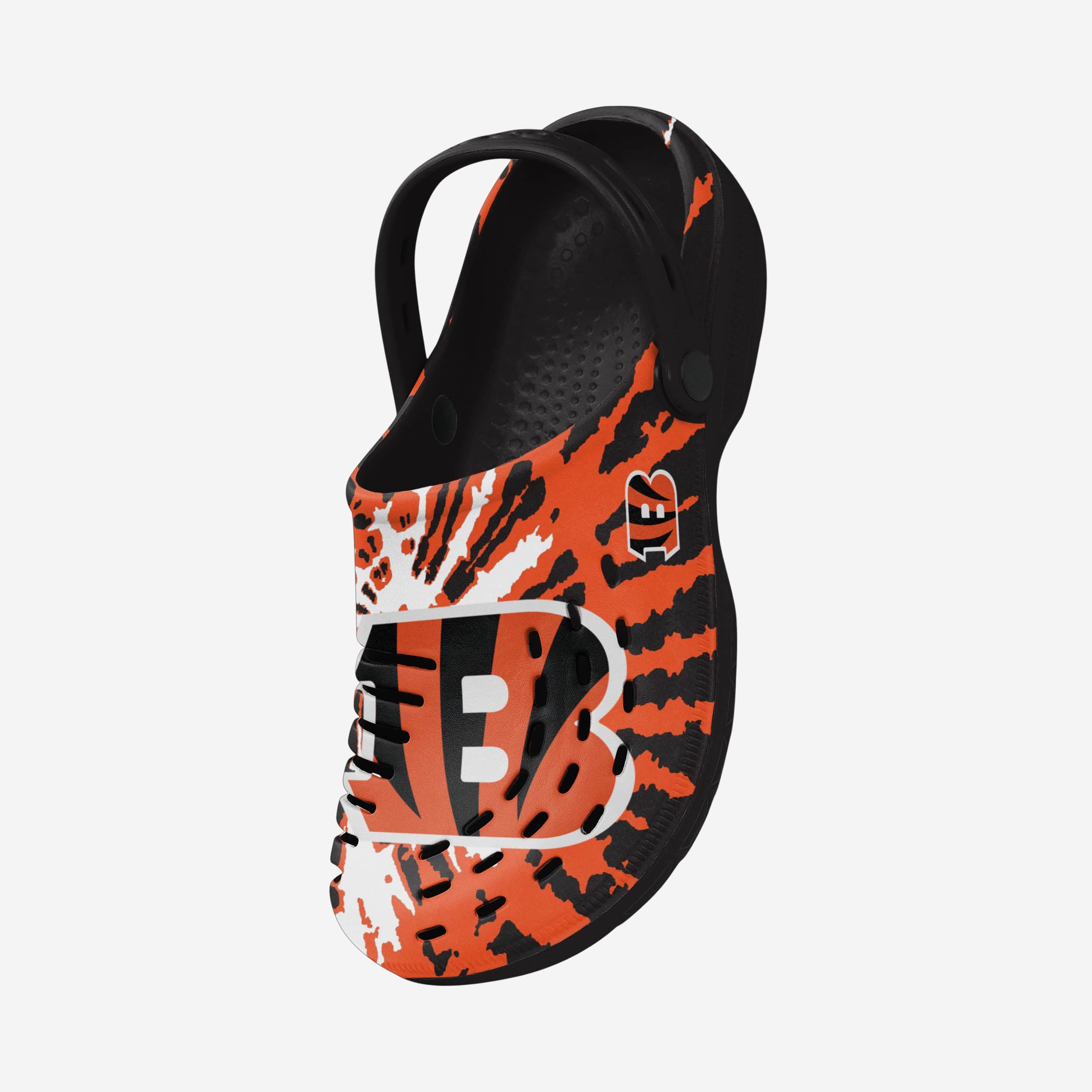 Groovy Cincinnati Bengals Tie - Dye Clogs with Straps