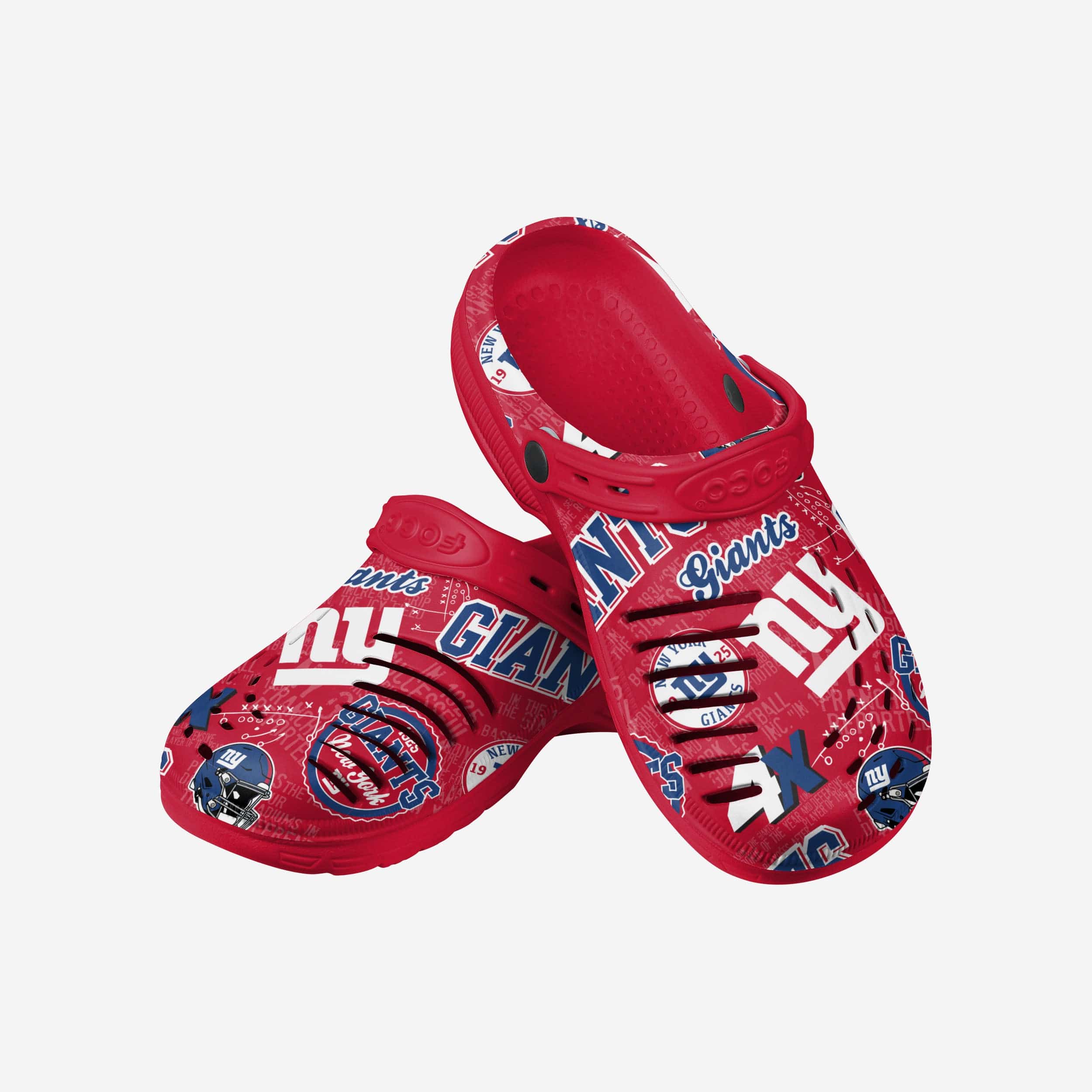 New York Giants Time-Traveling Historic Print Clogs with Straps