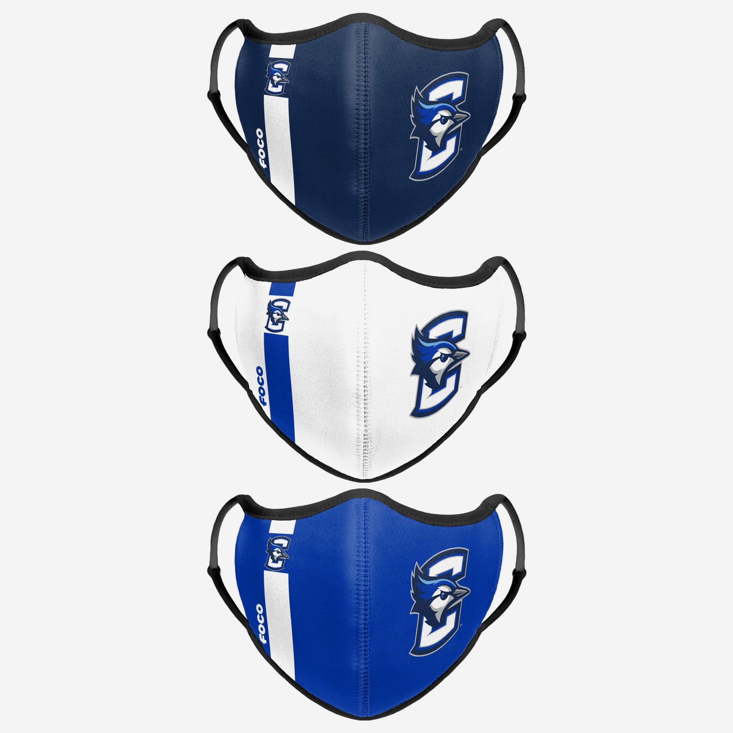 Creighton Bluejays 3-Pack Fashion Face Covers - Represent Your Team in Style!