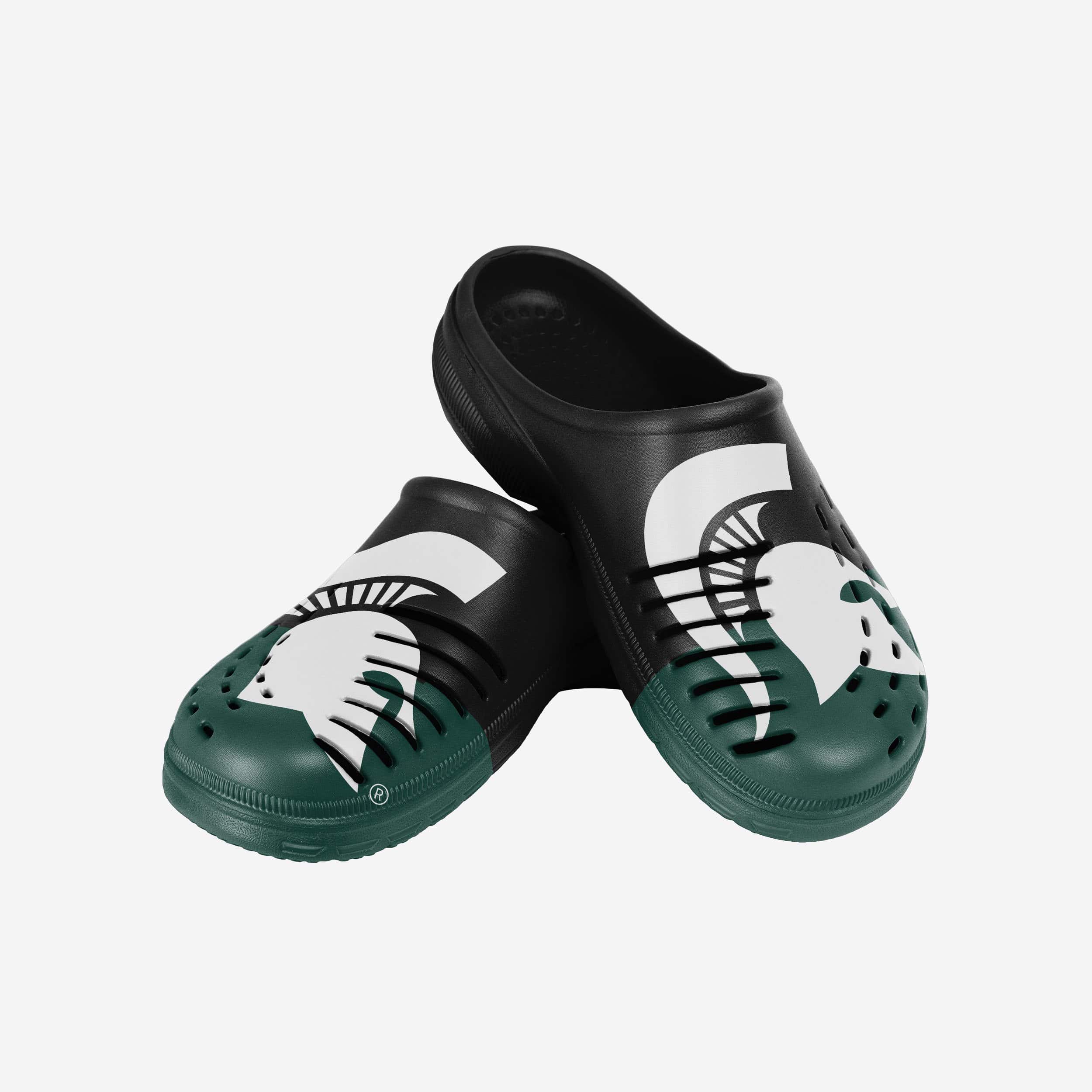 Michigan State Spartans Colorblock Big Logo Clogs - Stylish Team Spirit Footwear