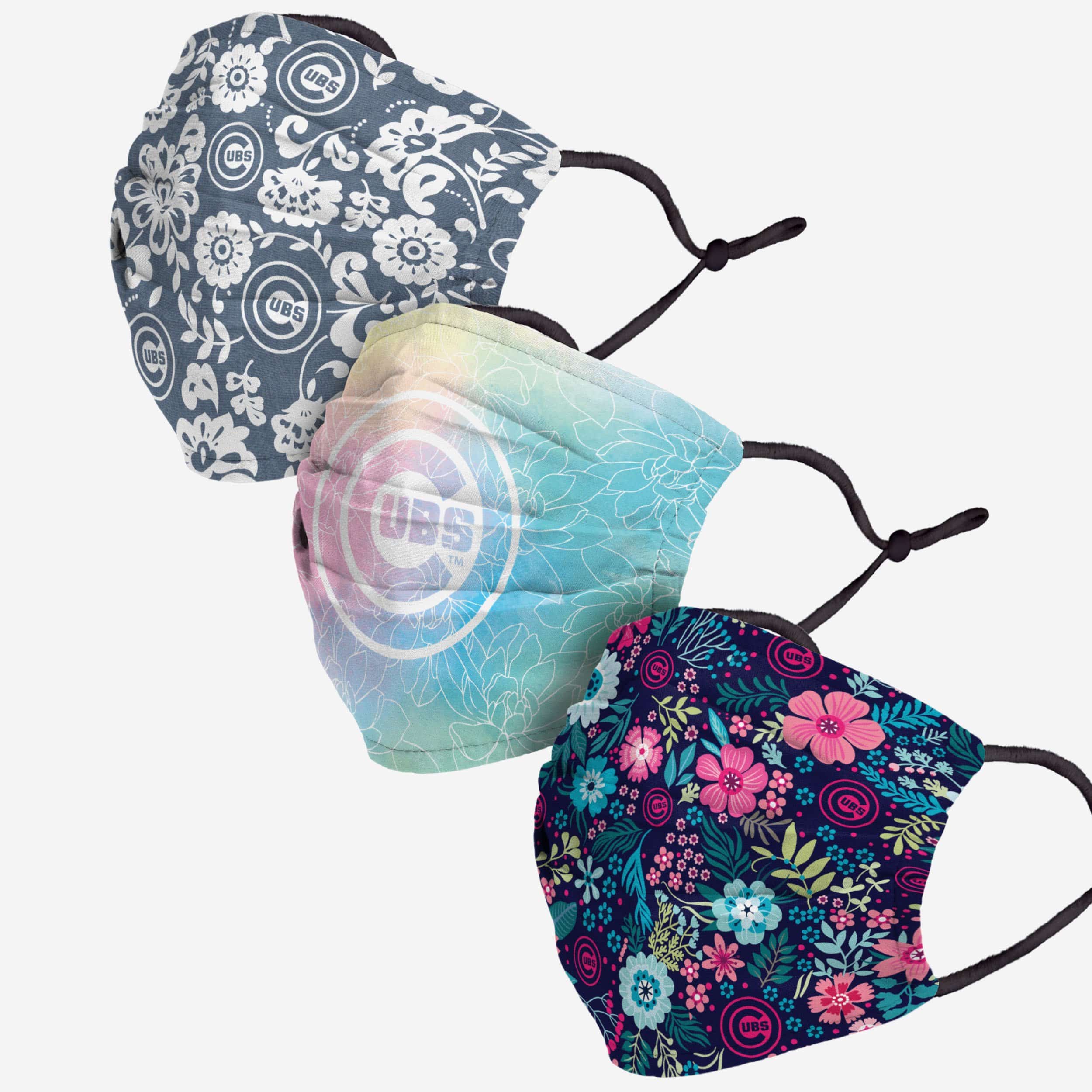 Chicago Cubs Spring Flowers 3-Pack Fashion Face Cover - Show Your Team Spirit!