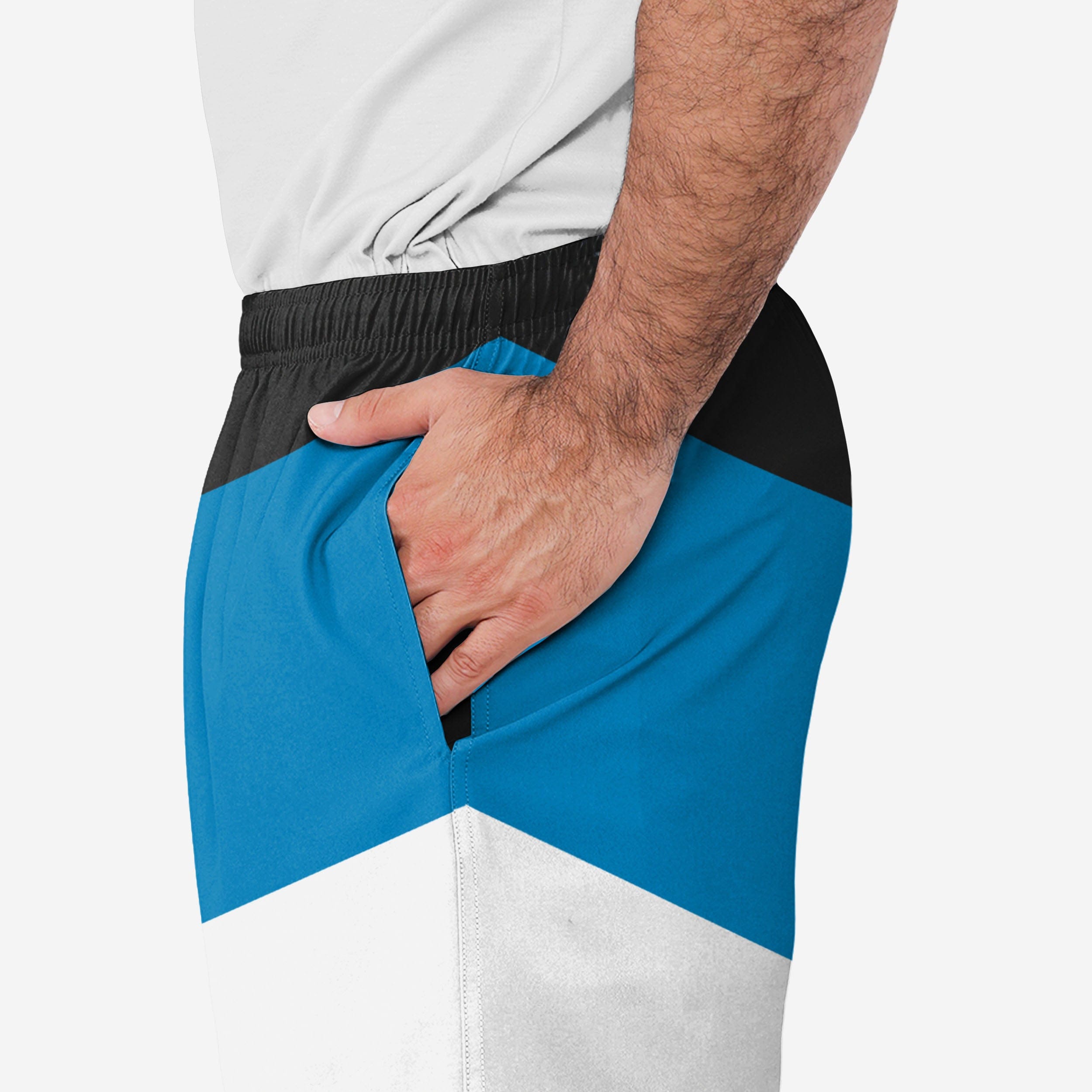 Carolina Panthers Stylish Colorblock Training Shorts with Double Liner
