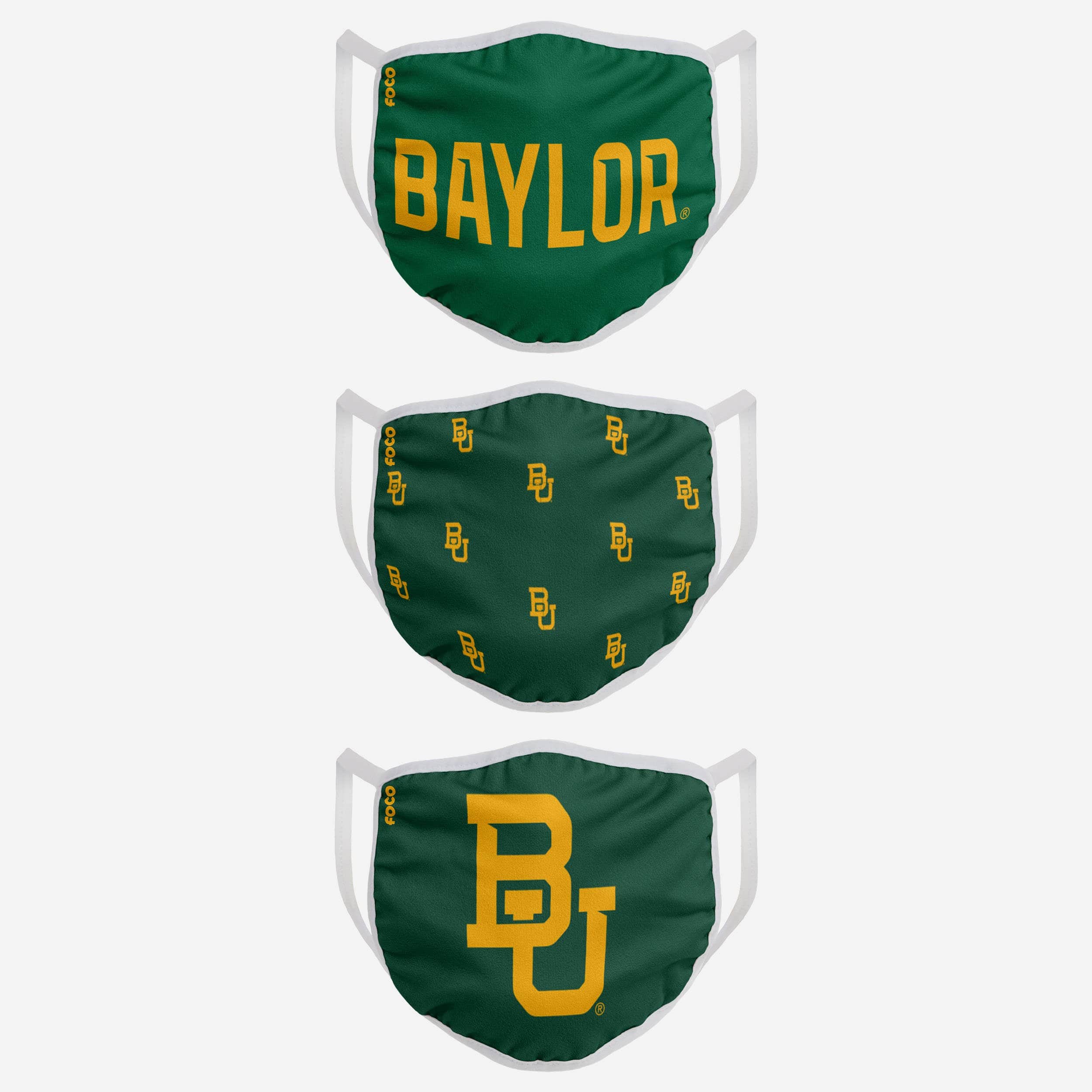 Baylor Bears 3-Pack Fashion Face Covers - Show Your Team Spirit!