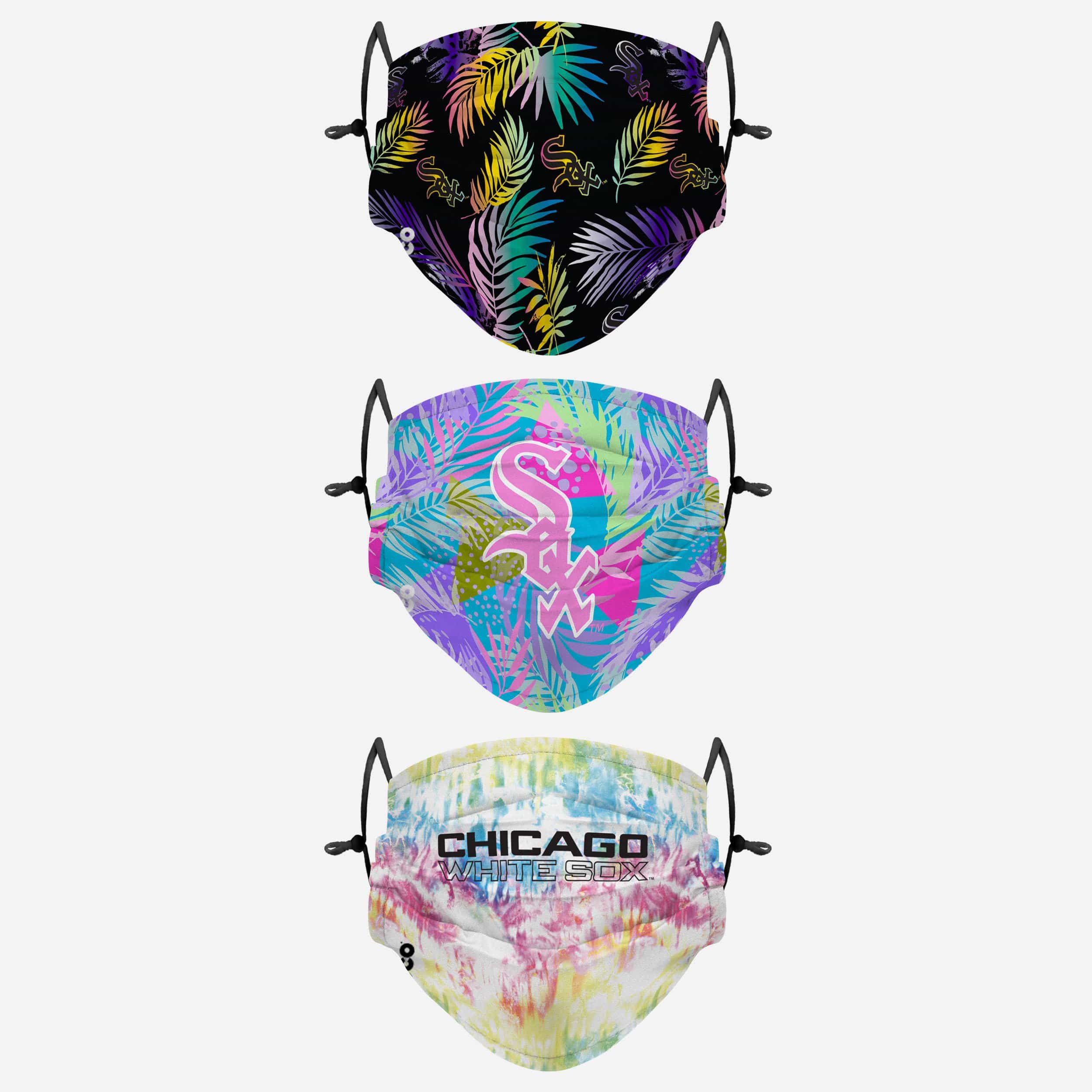 Chicago White Sox Neon Floral Face Cover 3-Pack: Show Your Team Spirit!
