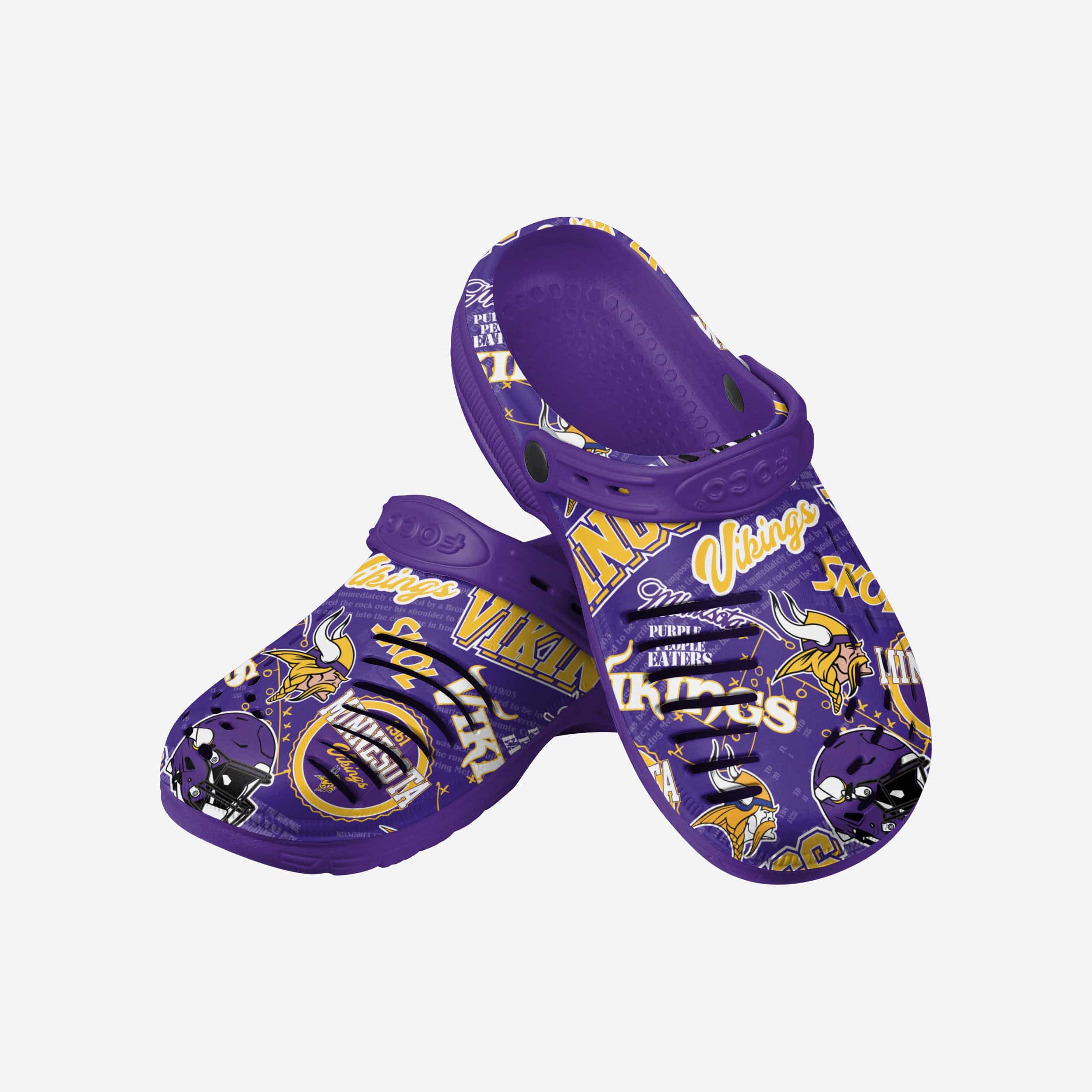Minnesota Vikings Nostalgic Print Clogs with Straps - Step into History!