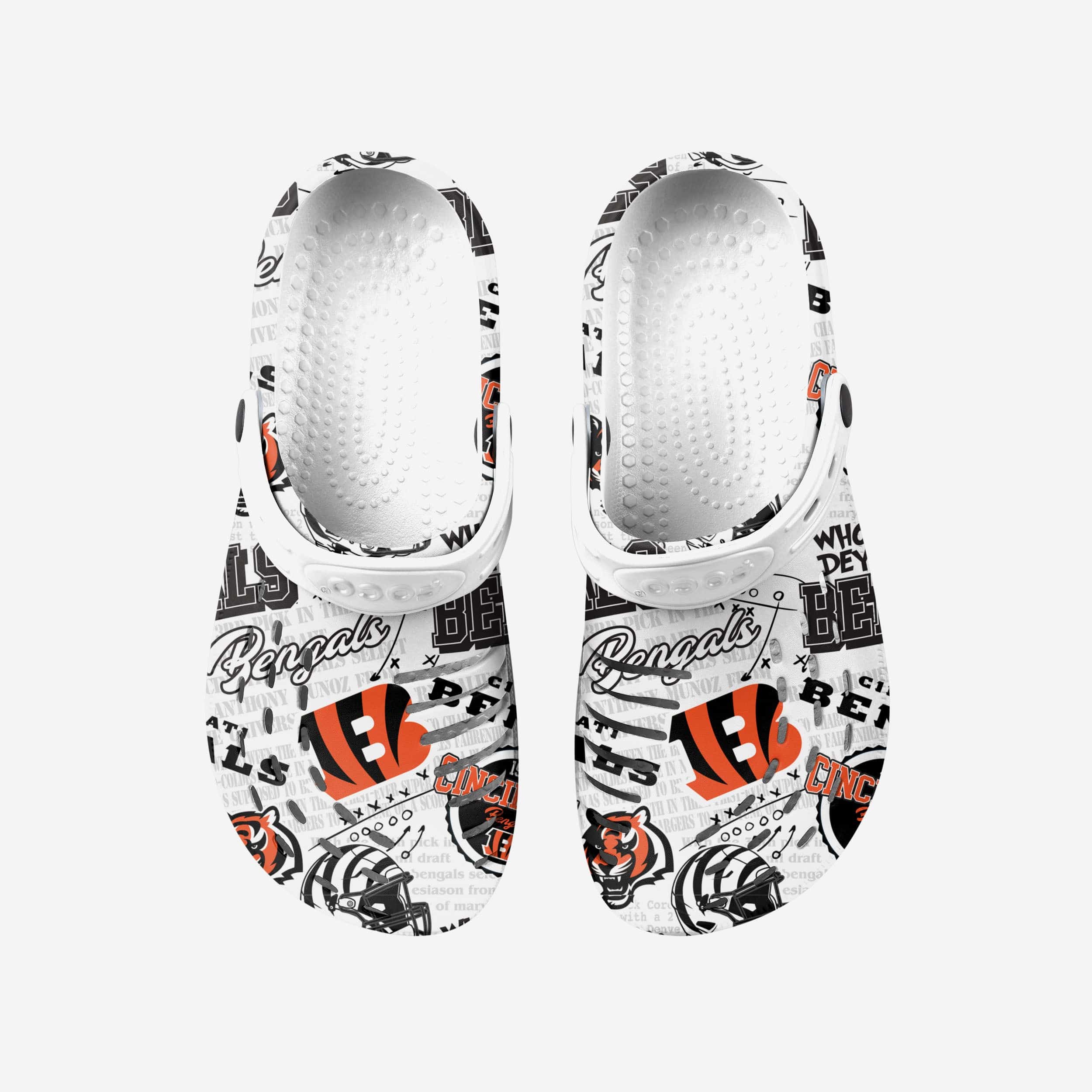 Cincinnati Bengals Iconic Print Clog with Strap - Step into Team History!