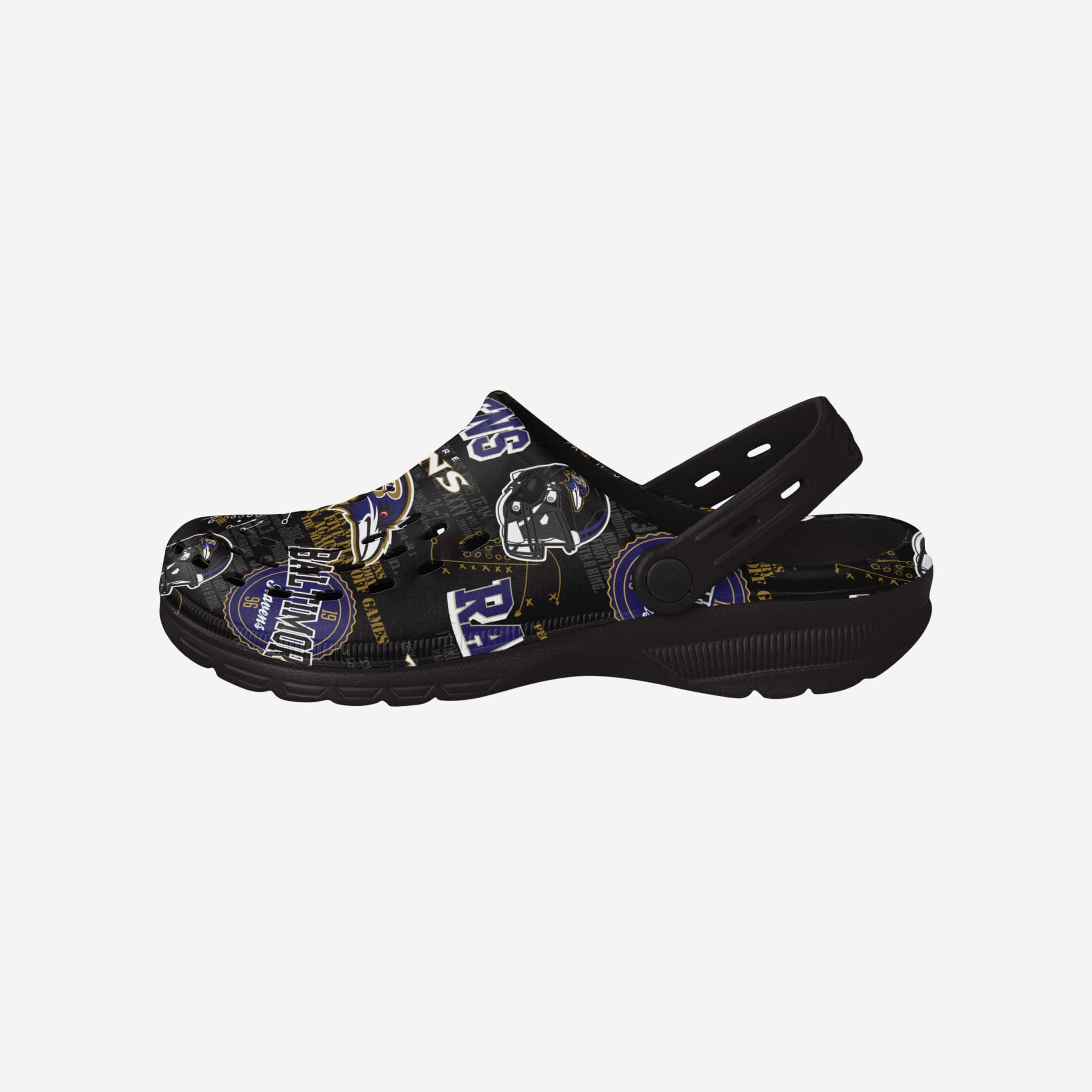 Baltimore Ravens Strap-On Historic Print Clogs
