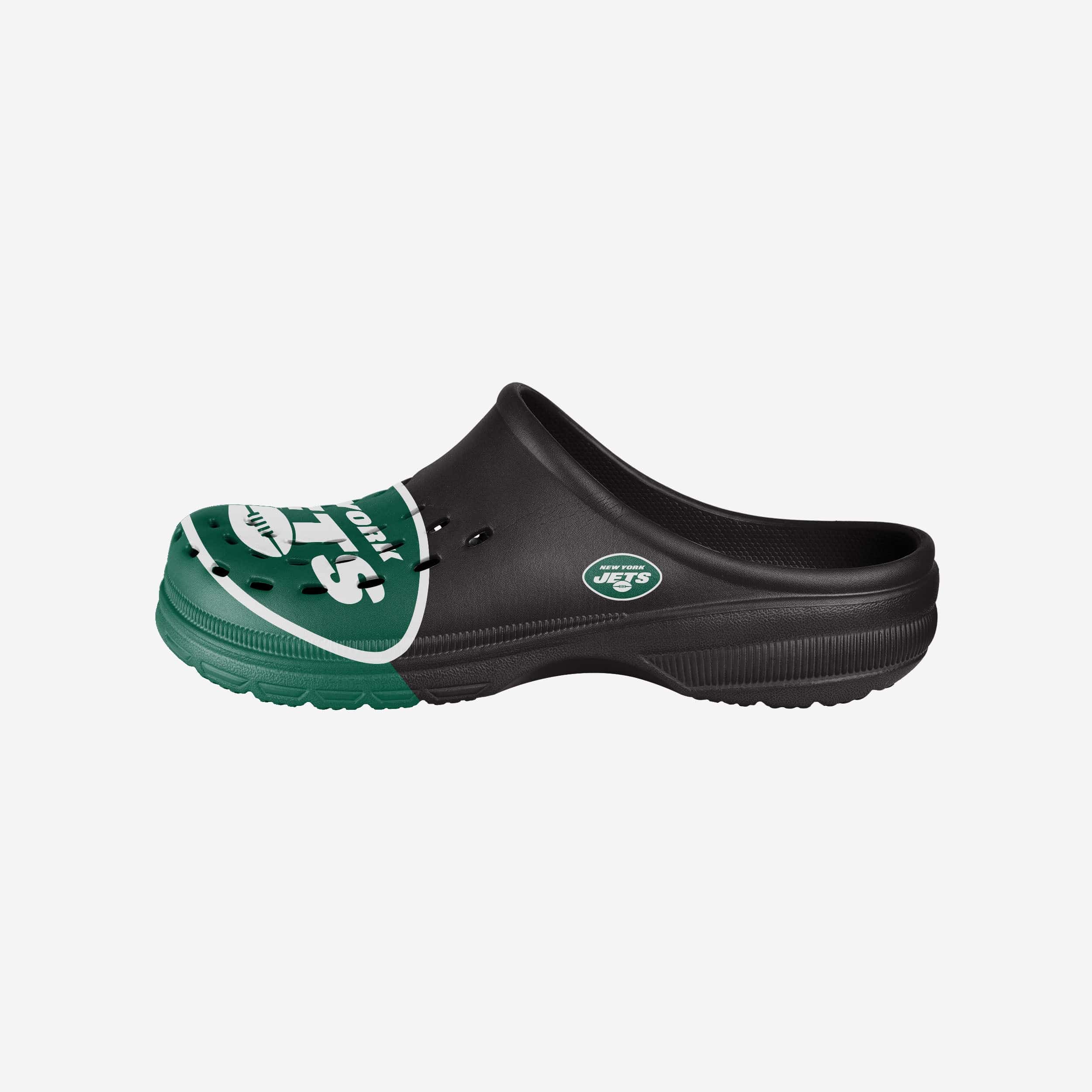 Stylish New York Jets Colorblock Big Logo Clogs - Show Your Team Spirit!