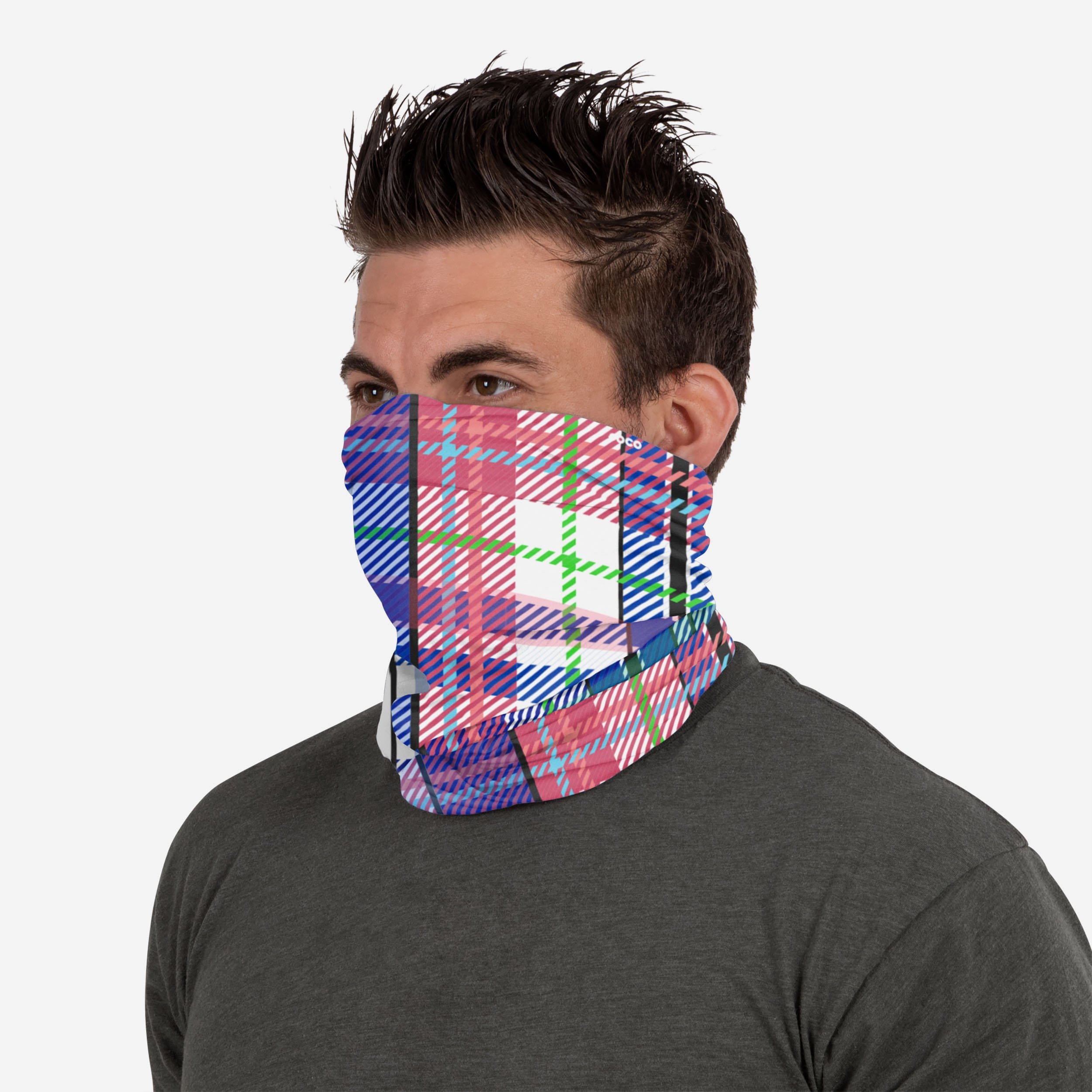 Stylish Pink Plaid Gaiter Scarf - A Fashion Must-Have!
