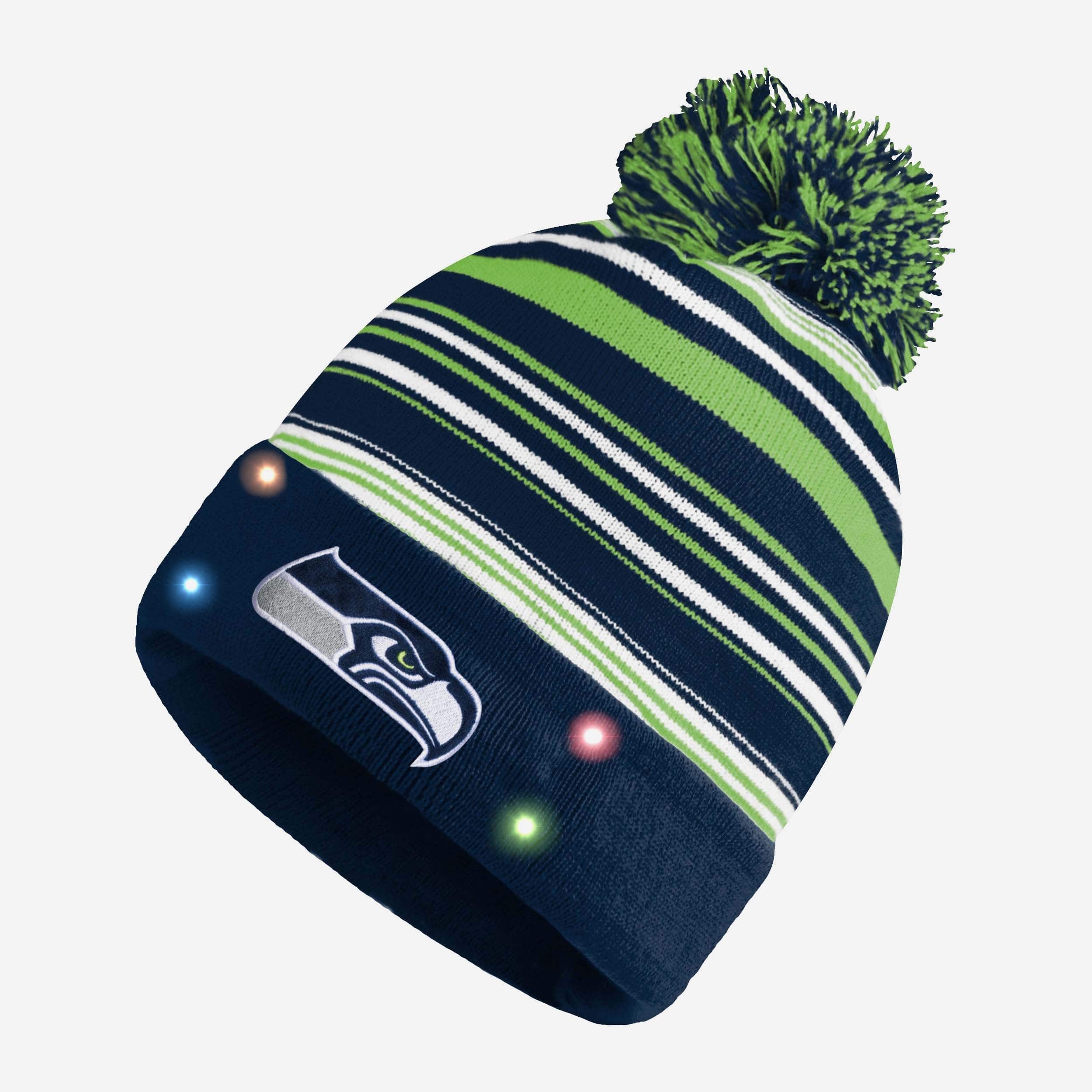 Seattle Seahawks Horizontal Stripe LED Beanie: Light Up Your Team Spirit!
