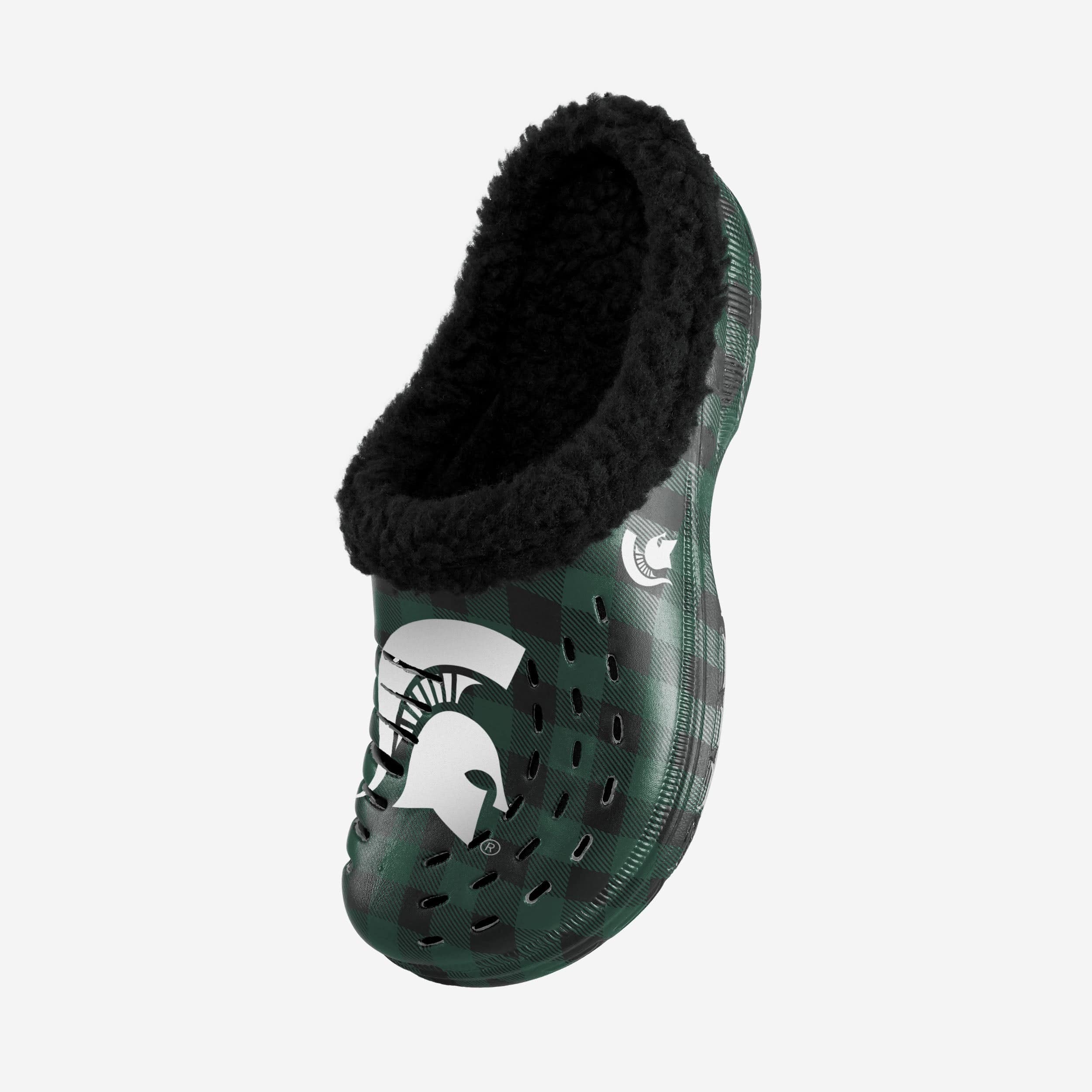 Michigan State Spartans Stylish Sherpa-Lined Buffalo Check Clogs