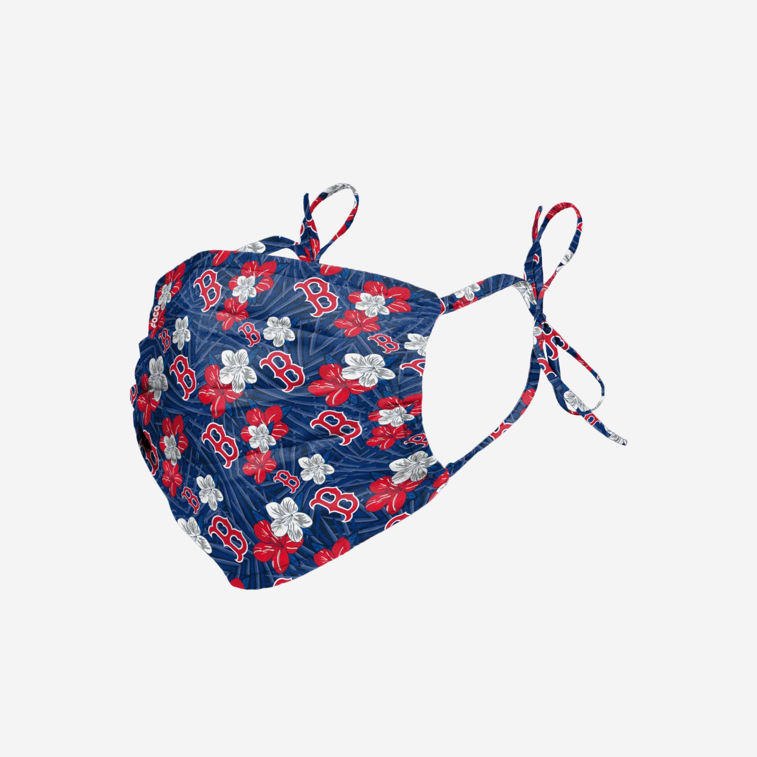 Stylish Boston Red Sox Hibiscus Tie-Back Face Cover - Show Your Team Spirit!