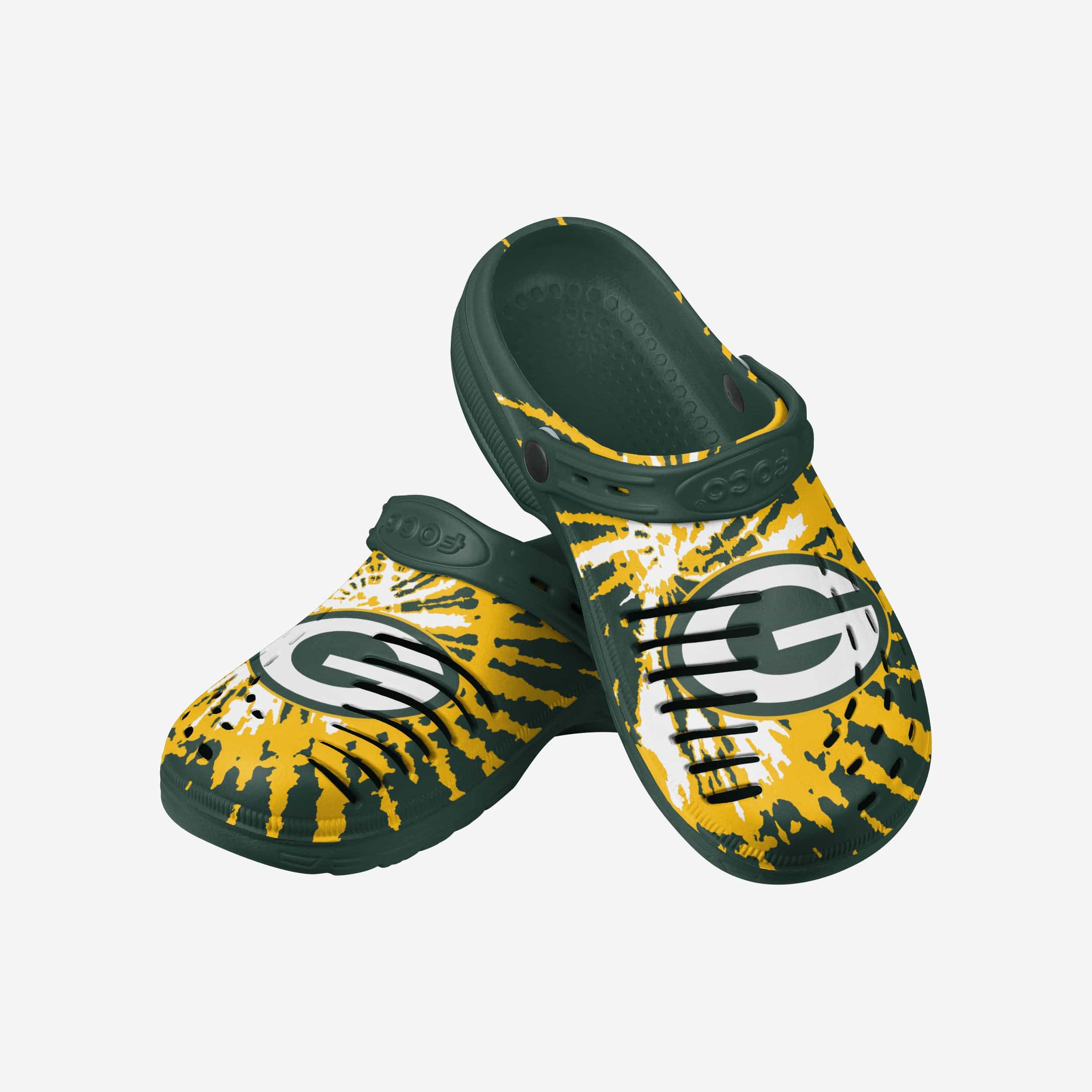 Groovy Green Bay Packers Tie - Dye Clogs with Straps