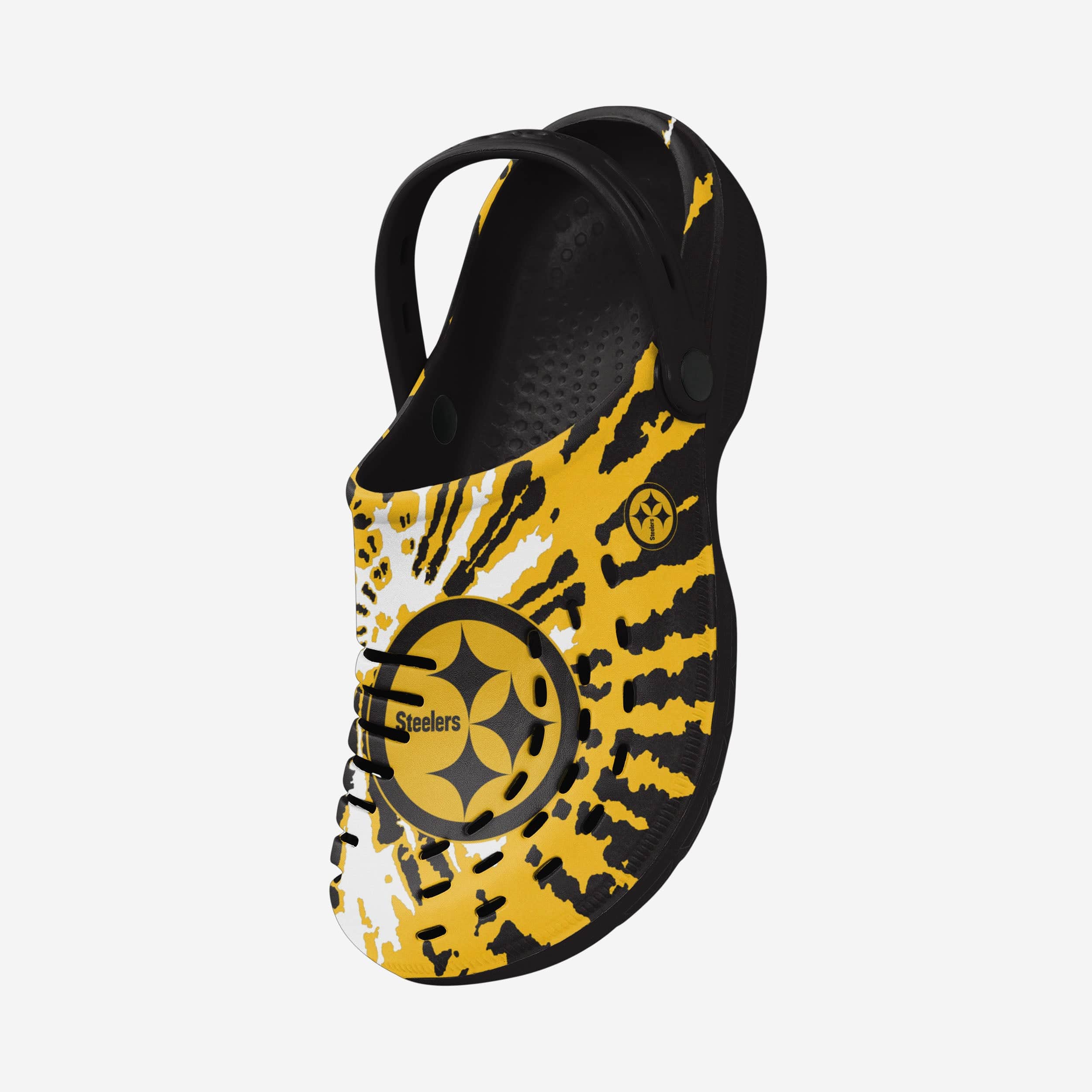 Groovy Pittsburgh Steelers Tie - Dye Clogs with Straps