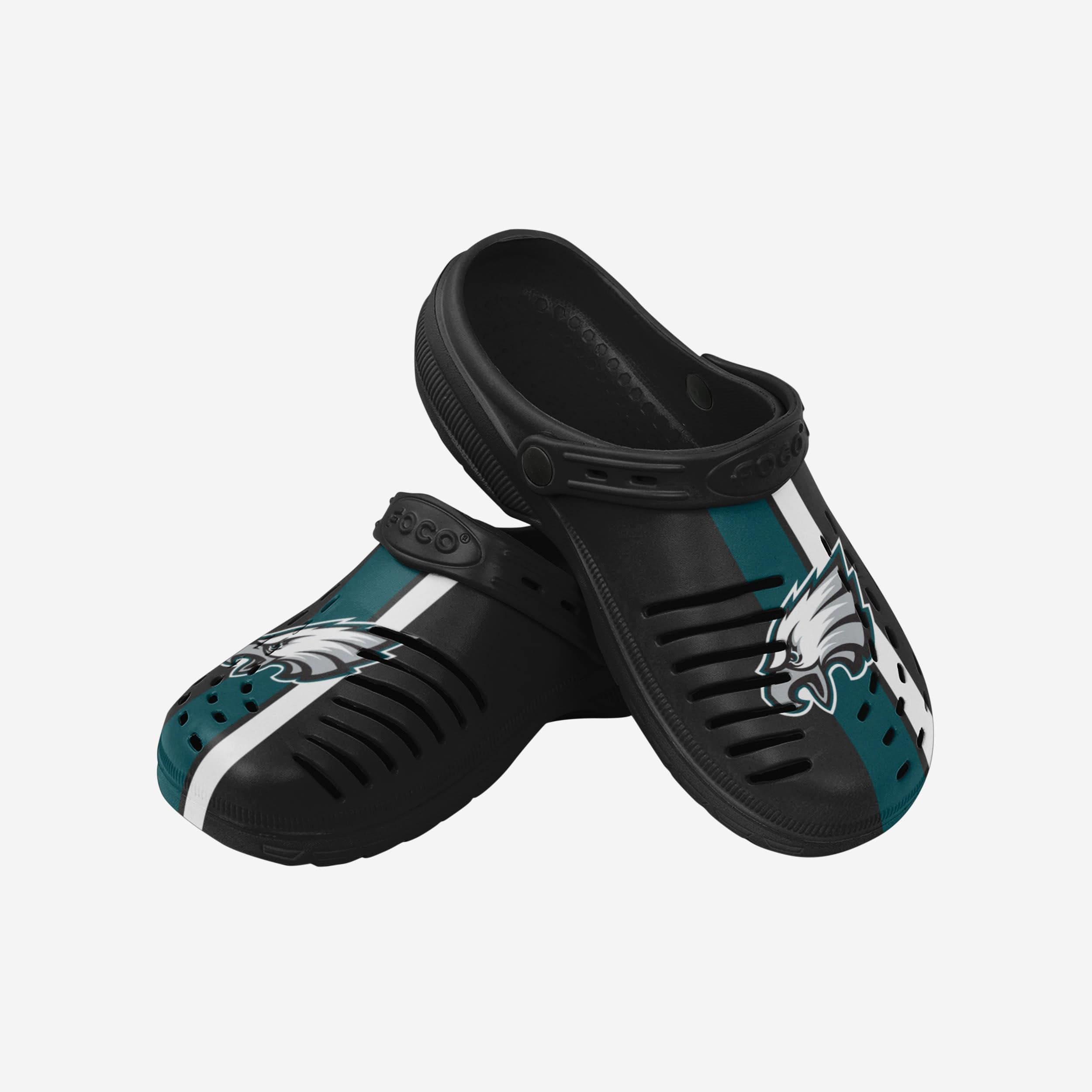 Philadelphia Eagles Stylish Team Stripe Clogs with Straps
