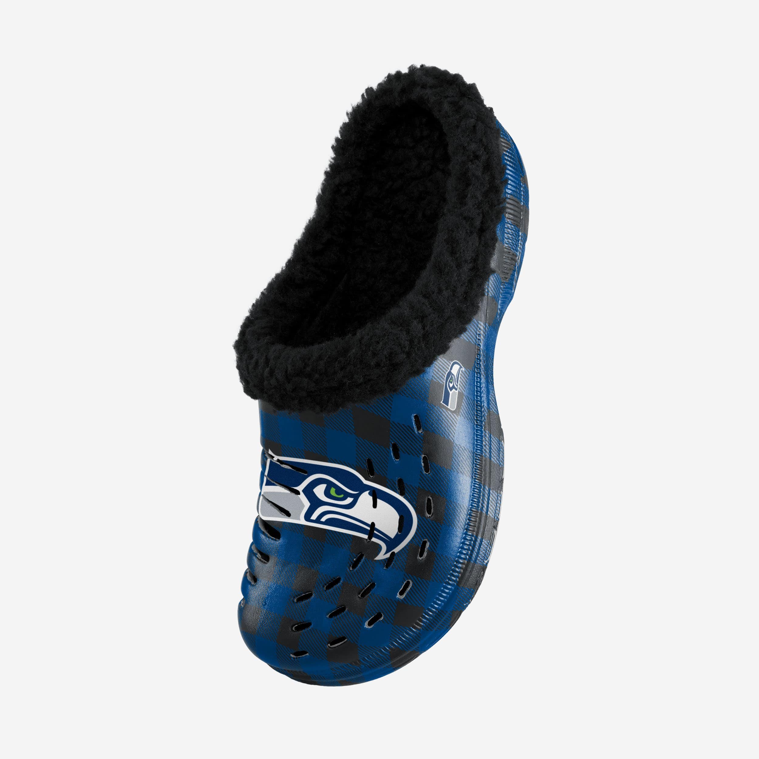 Seattle Seahawks Super Comfy Sherpa - Lined Buffalo Check Clogs