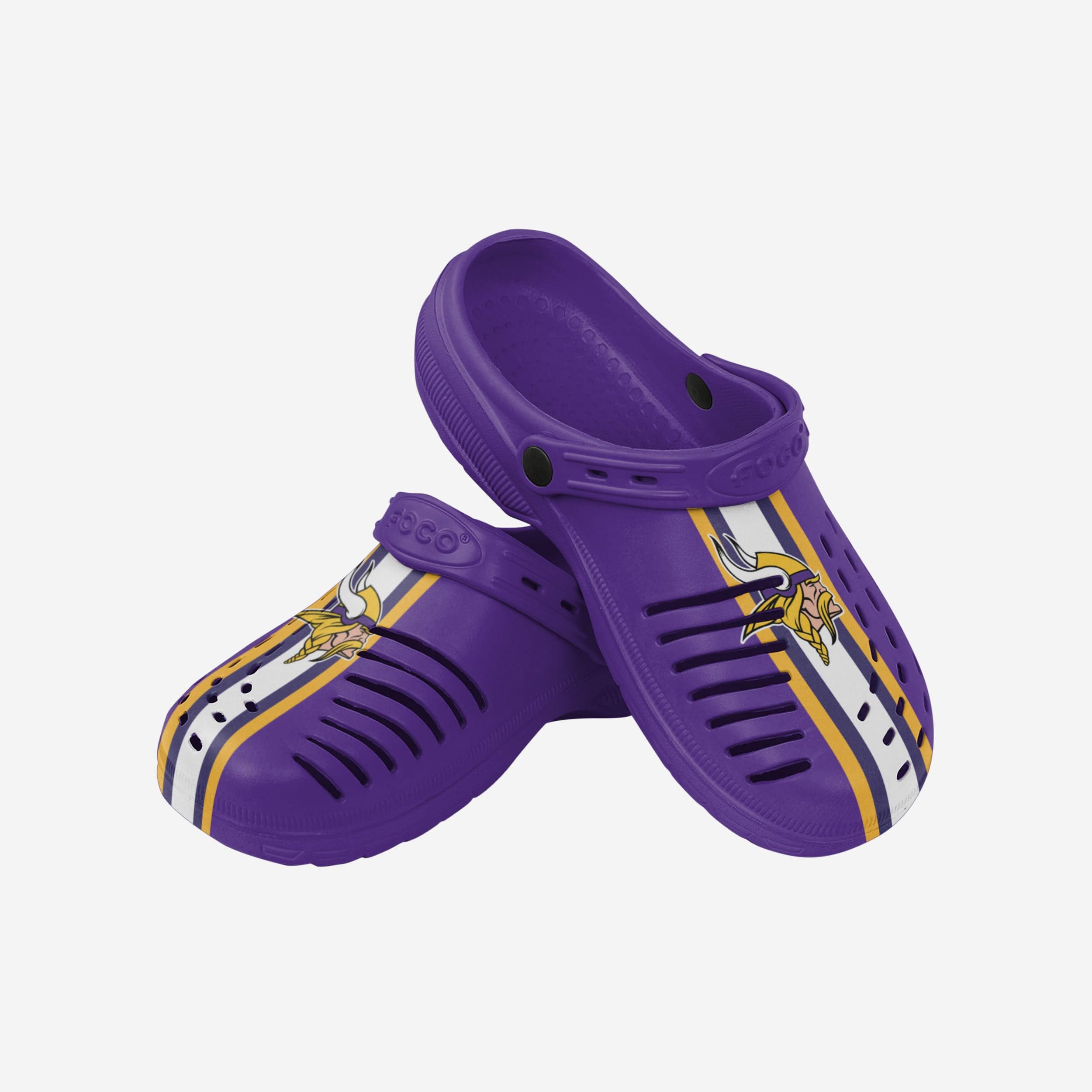 Minnesota Vikings Team Stripe Clogs: Stylish Sports Footwear with Straps