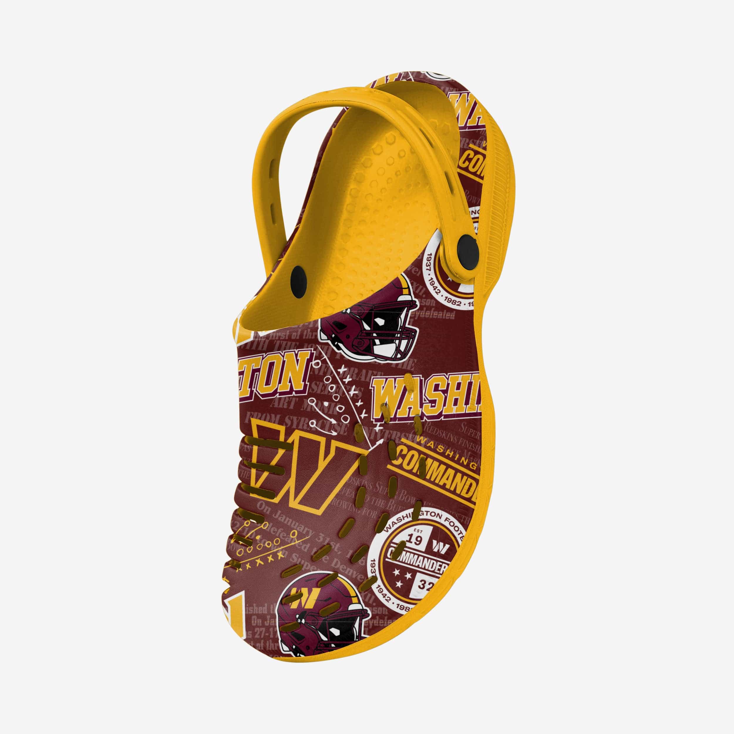 Washington Commanders' Iconic Historic Print Clogs with Straps