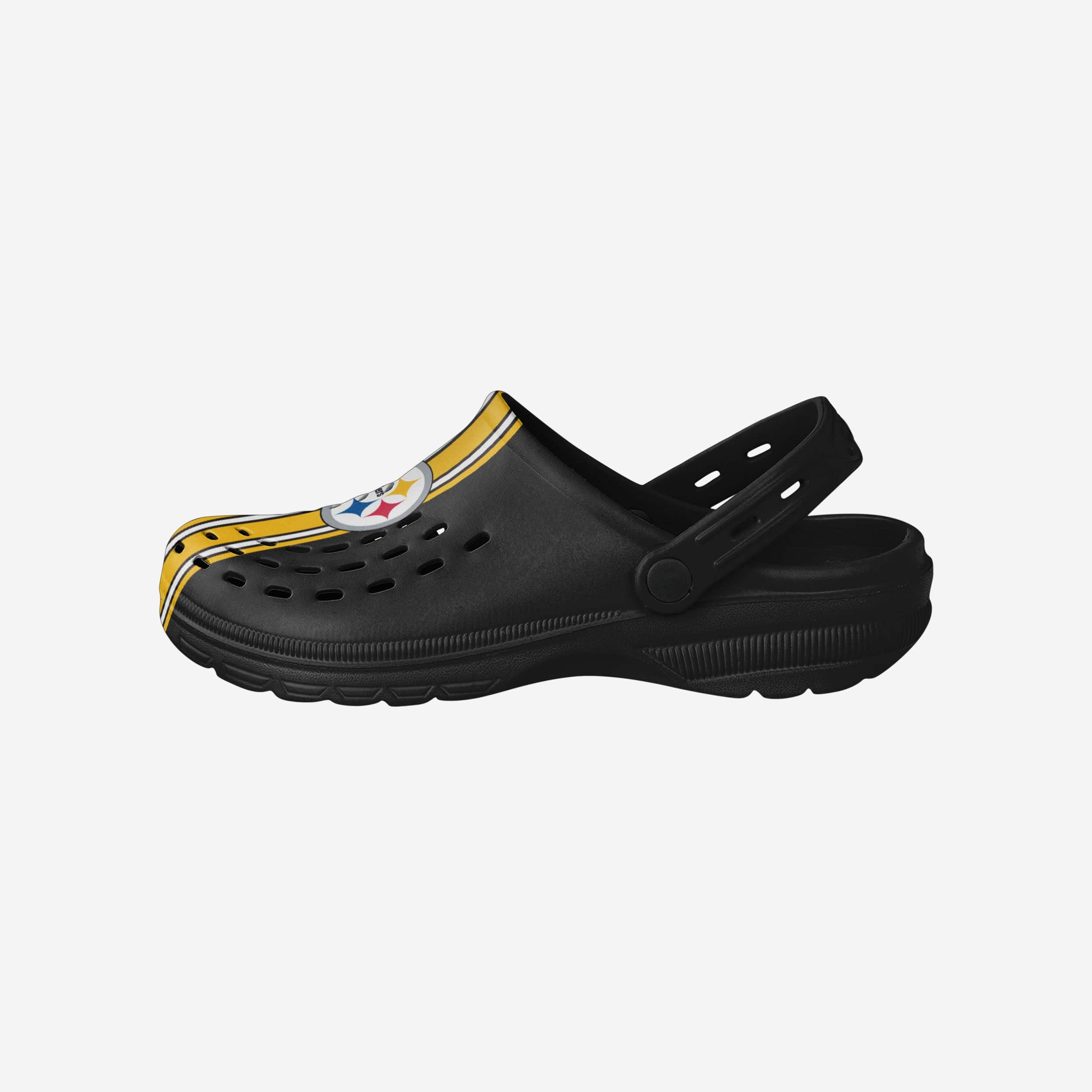 Pittsburgh Steelers Stylish Team Stripe Clogs with Straps