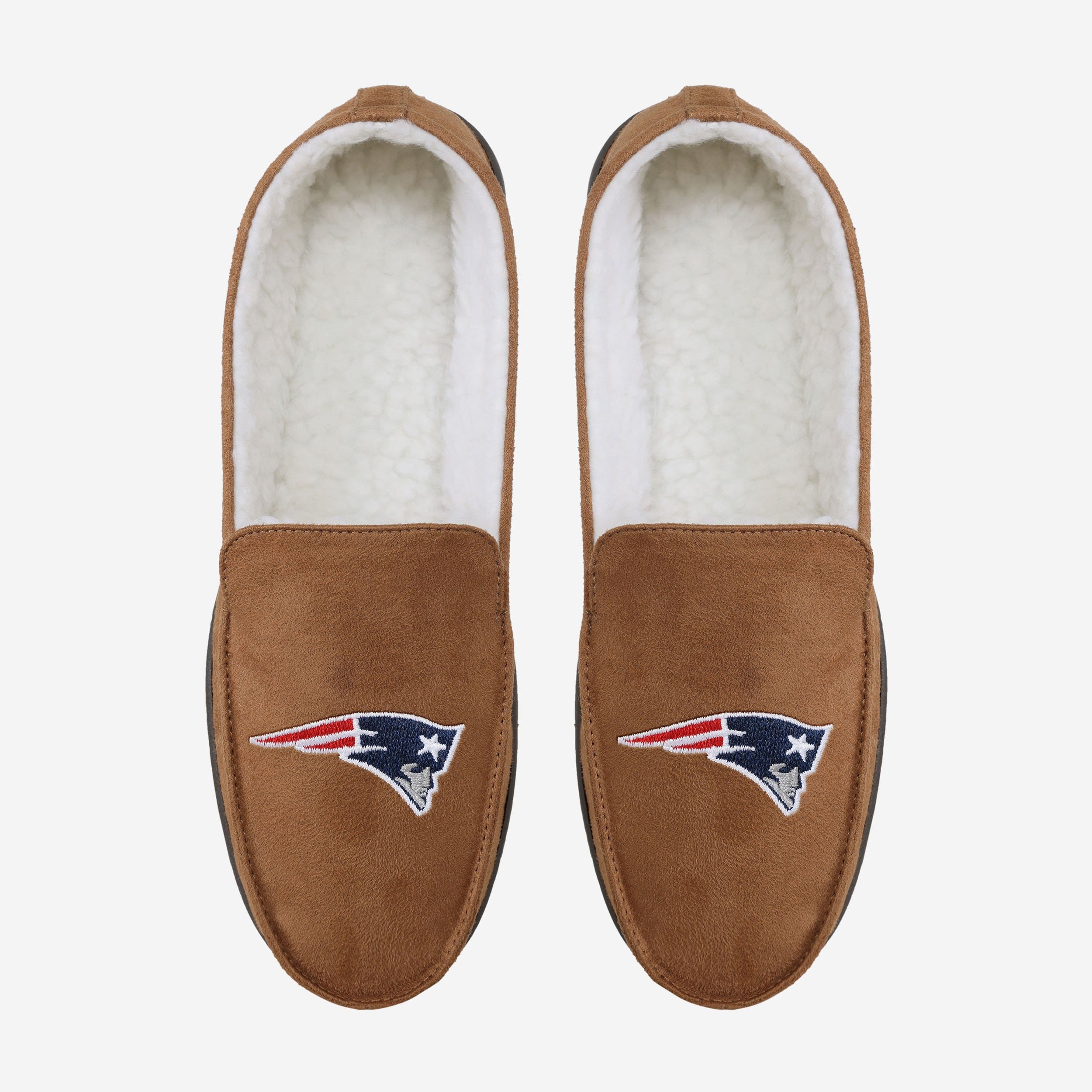 New England Patriots Beige Moccasin Slippers - Stylish Comfort for Fans