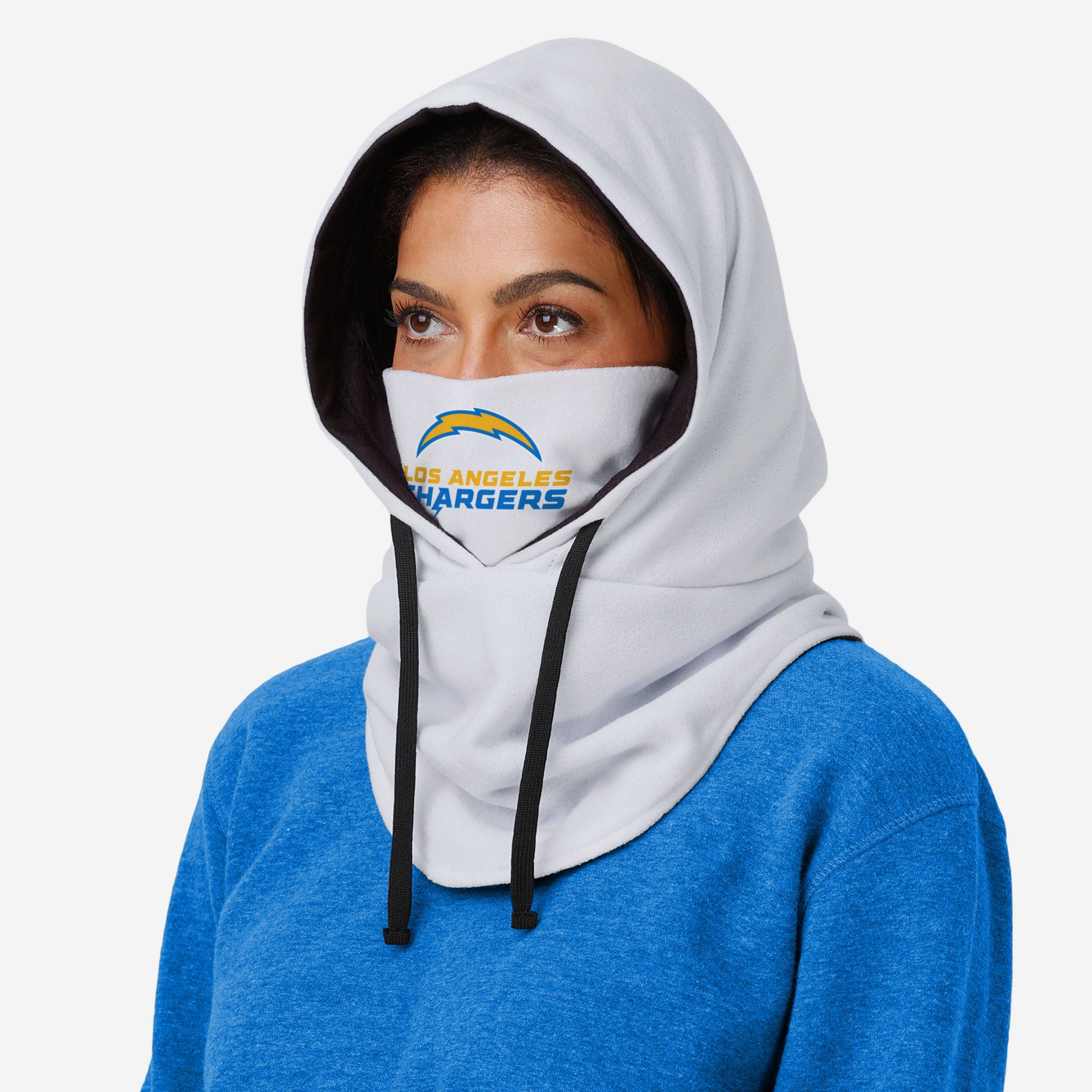 Los Angeles Chargers Stunning White Drawstring Hooded Gaiter - Must - Have for Fans!