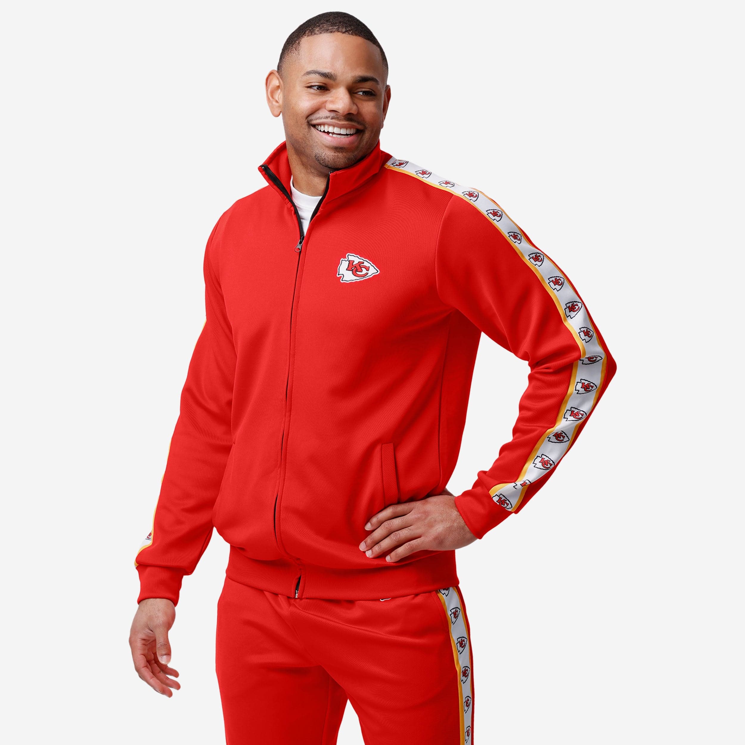 Kansas City Chiefs Stylish Stripe Logo Track Jacket