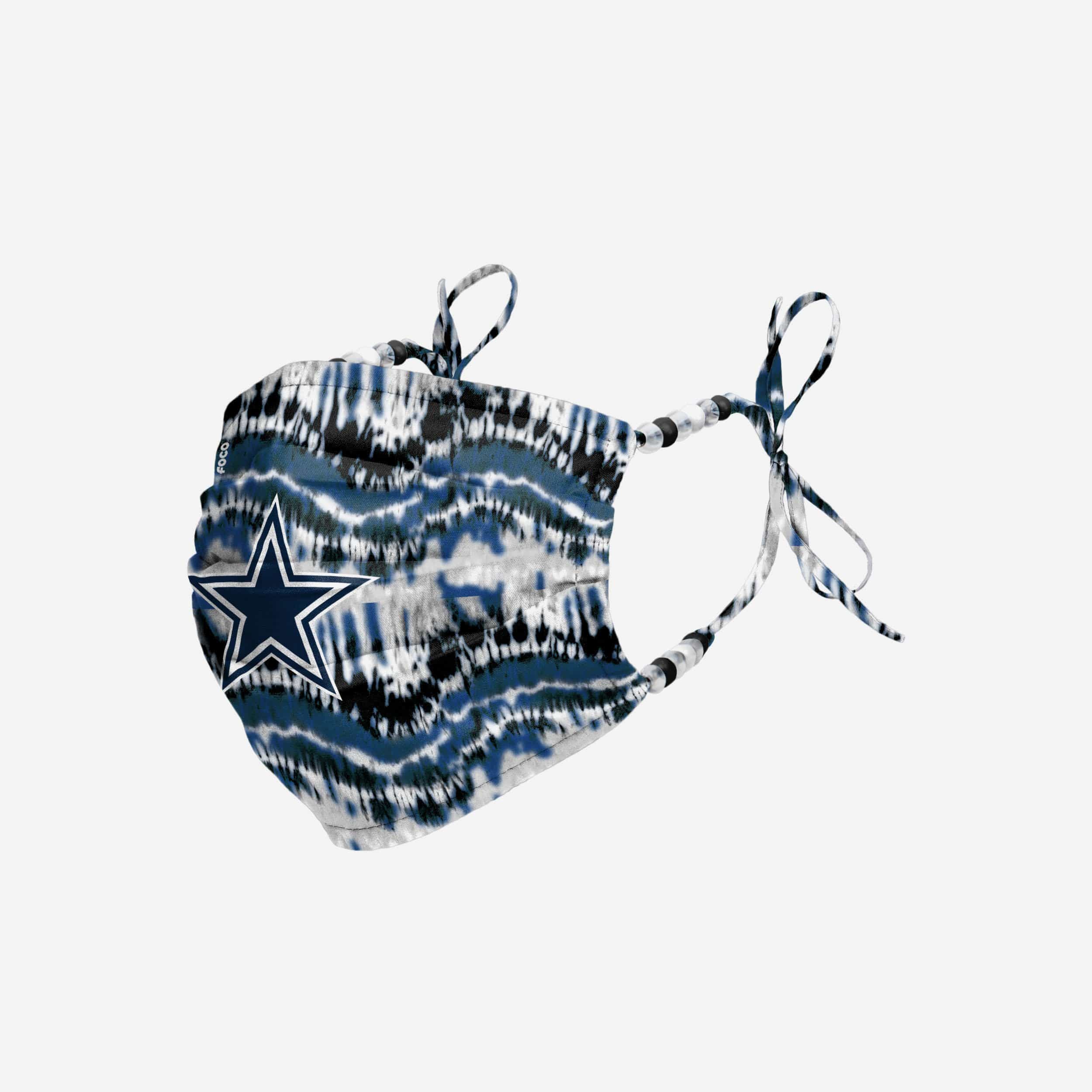 Dallas Cowboys Tie-Dye Beaded Tie-Back Face Cover - Show Your Team Spirit!