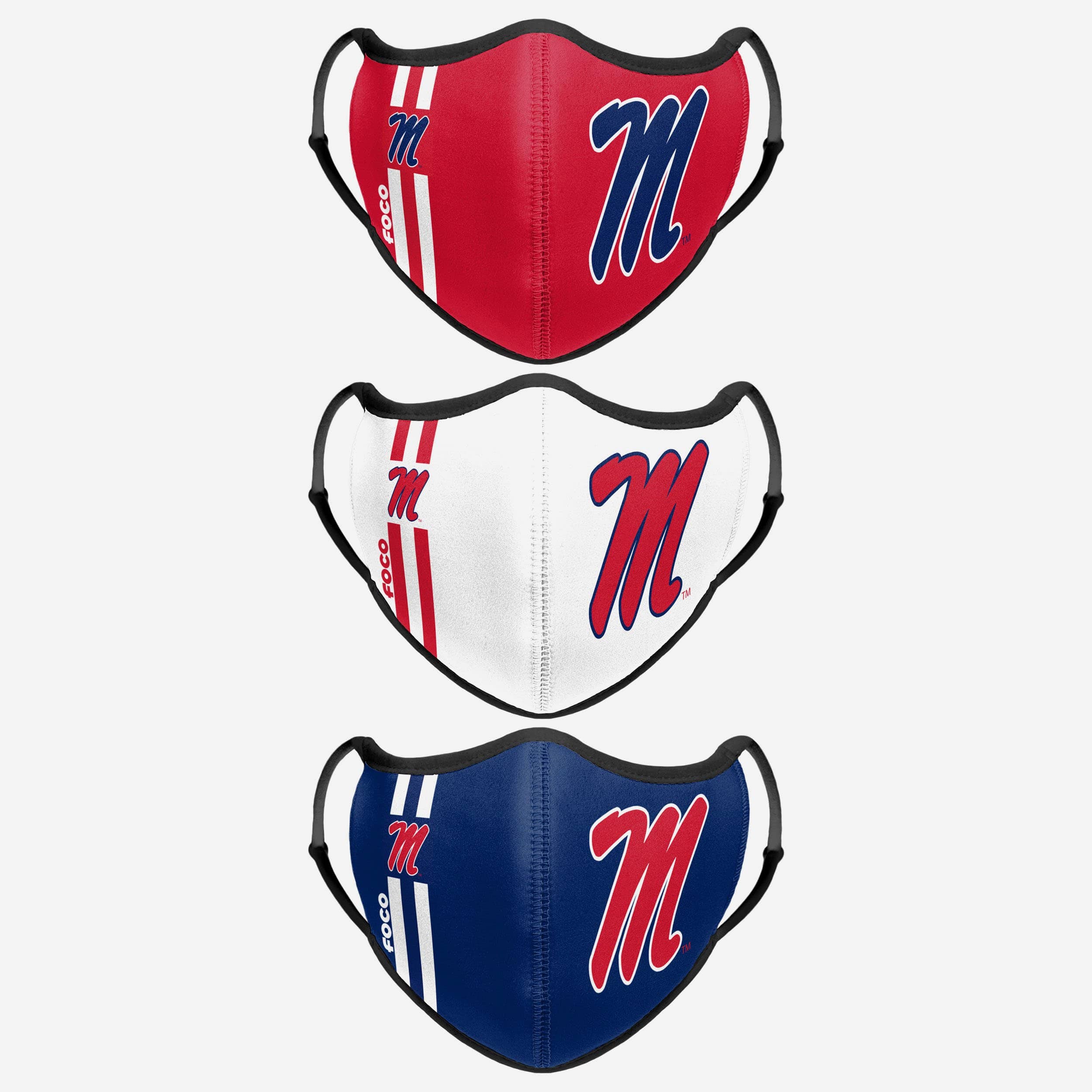 Ole Miss Rebels 3-Pack Fashionable Face Covers - Represent Your Team in Style!
