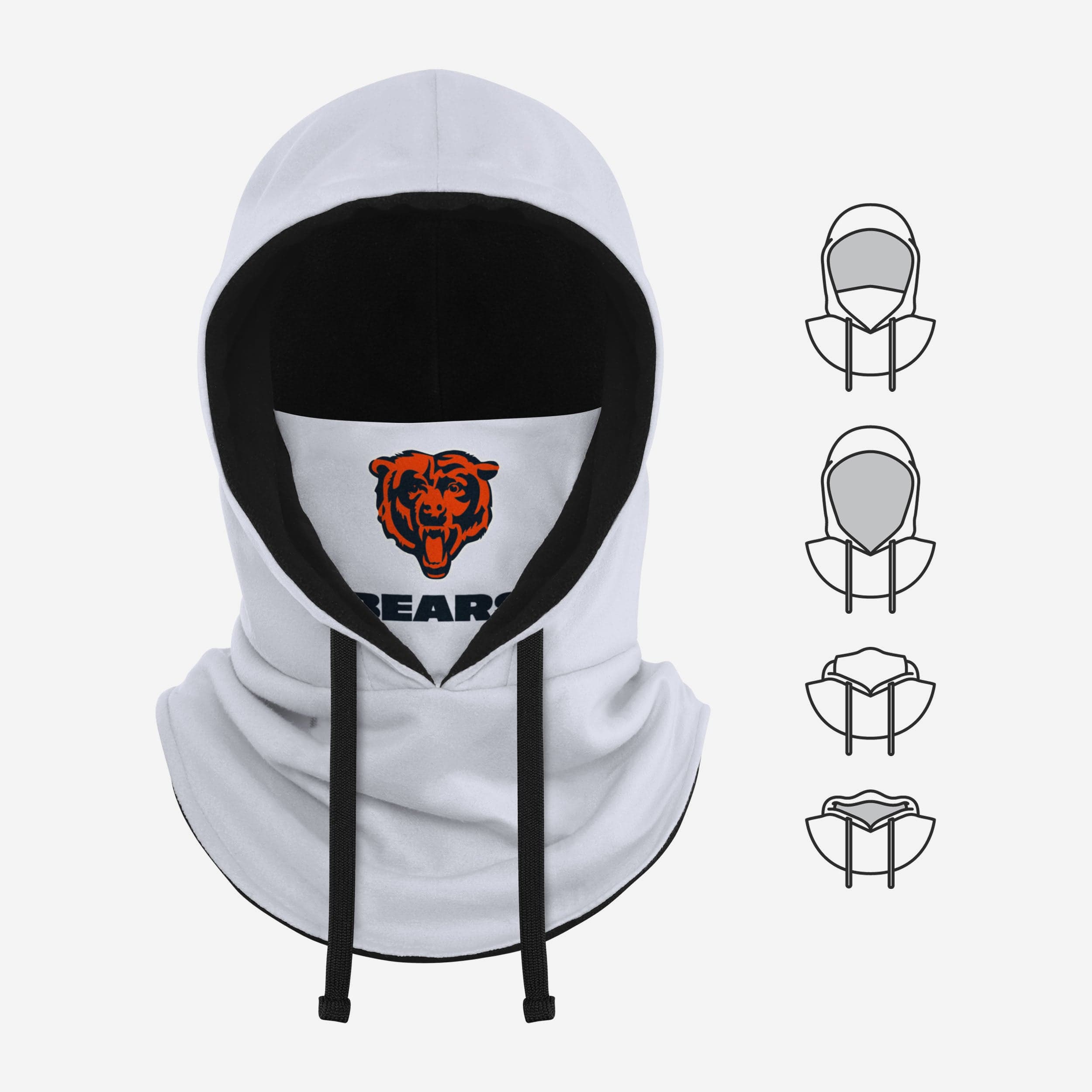 Chicago Bears White Drawstring Hooded Gaiter - Your Ultimate Winter Gear