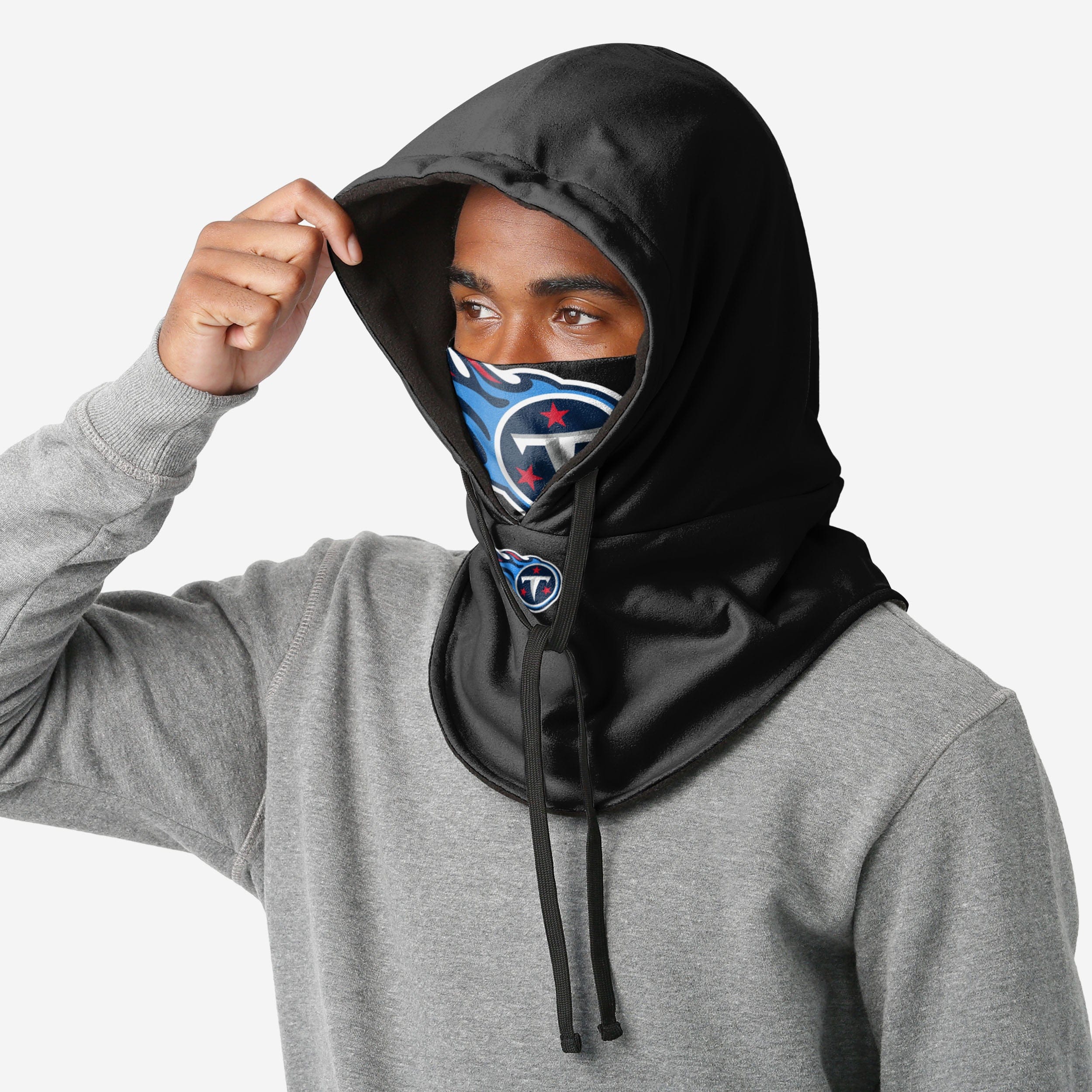 Tennessee Titans Stylish Black Drawstring Hooded Gaiter - Show Your Team Spirit!