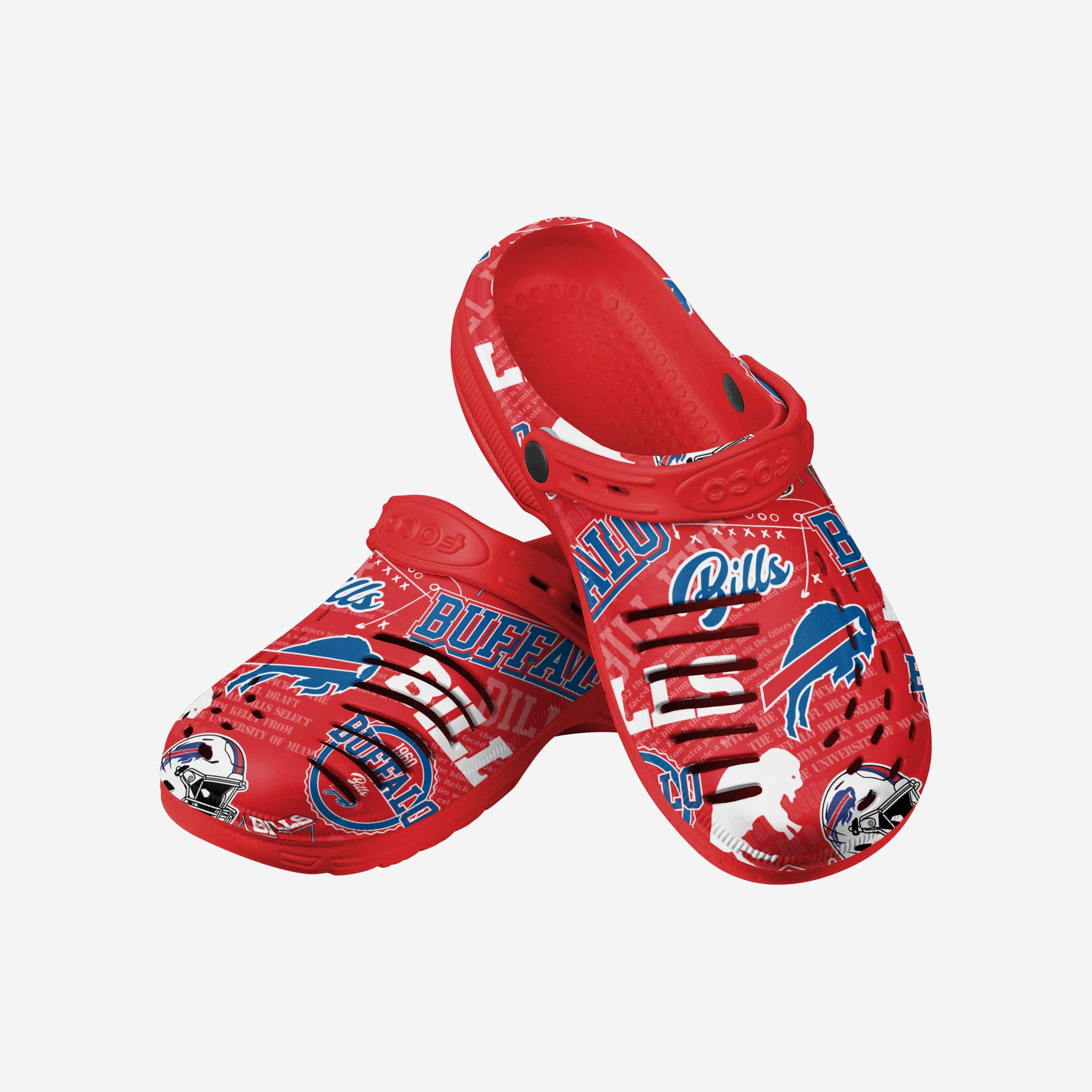 Buffalo Bills Vintage Print Clogs with Straps - A Timeless Team Tribute