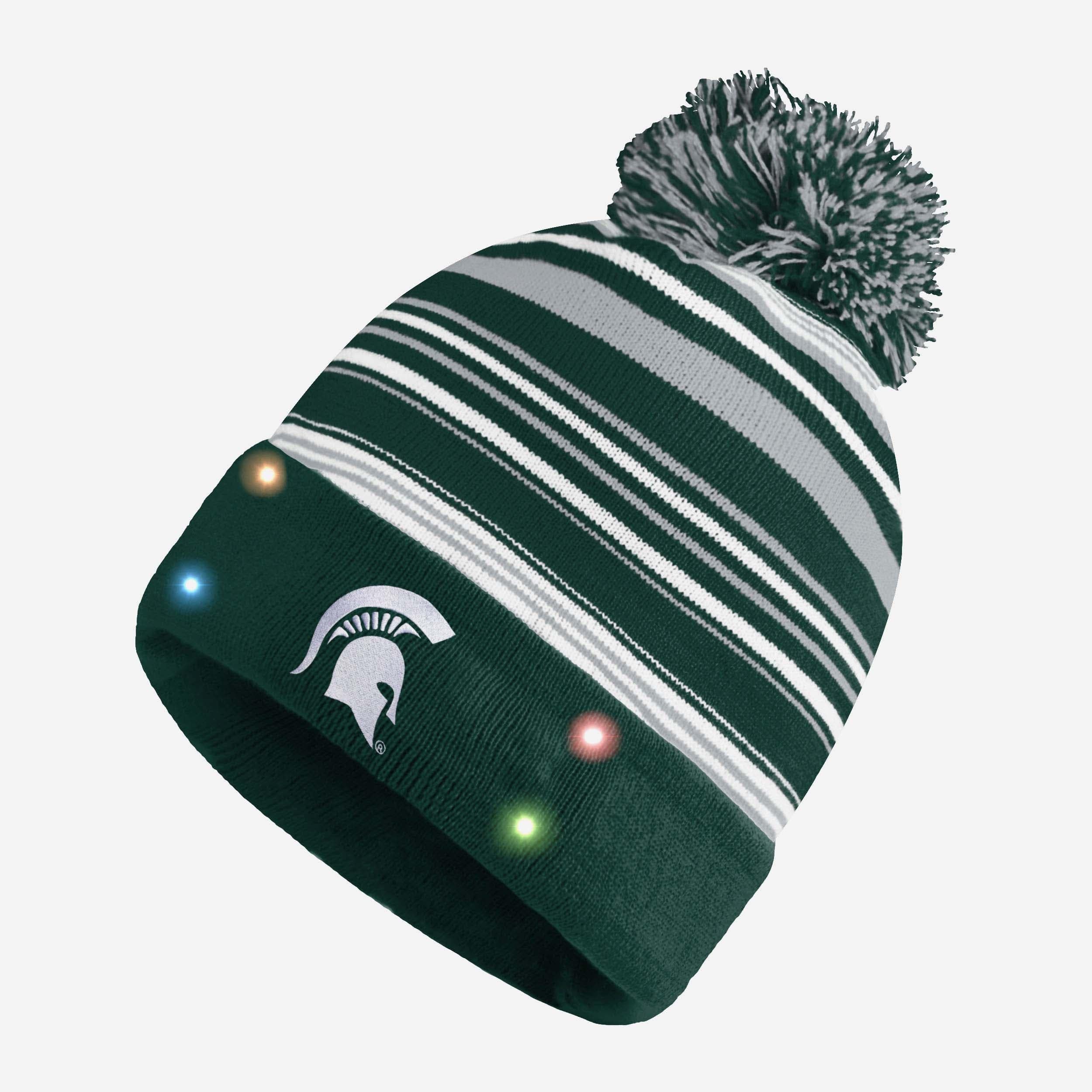 Michigan State Spartans Cool Horizontal Stripe Light-Up Beanie