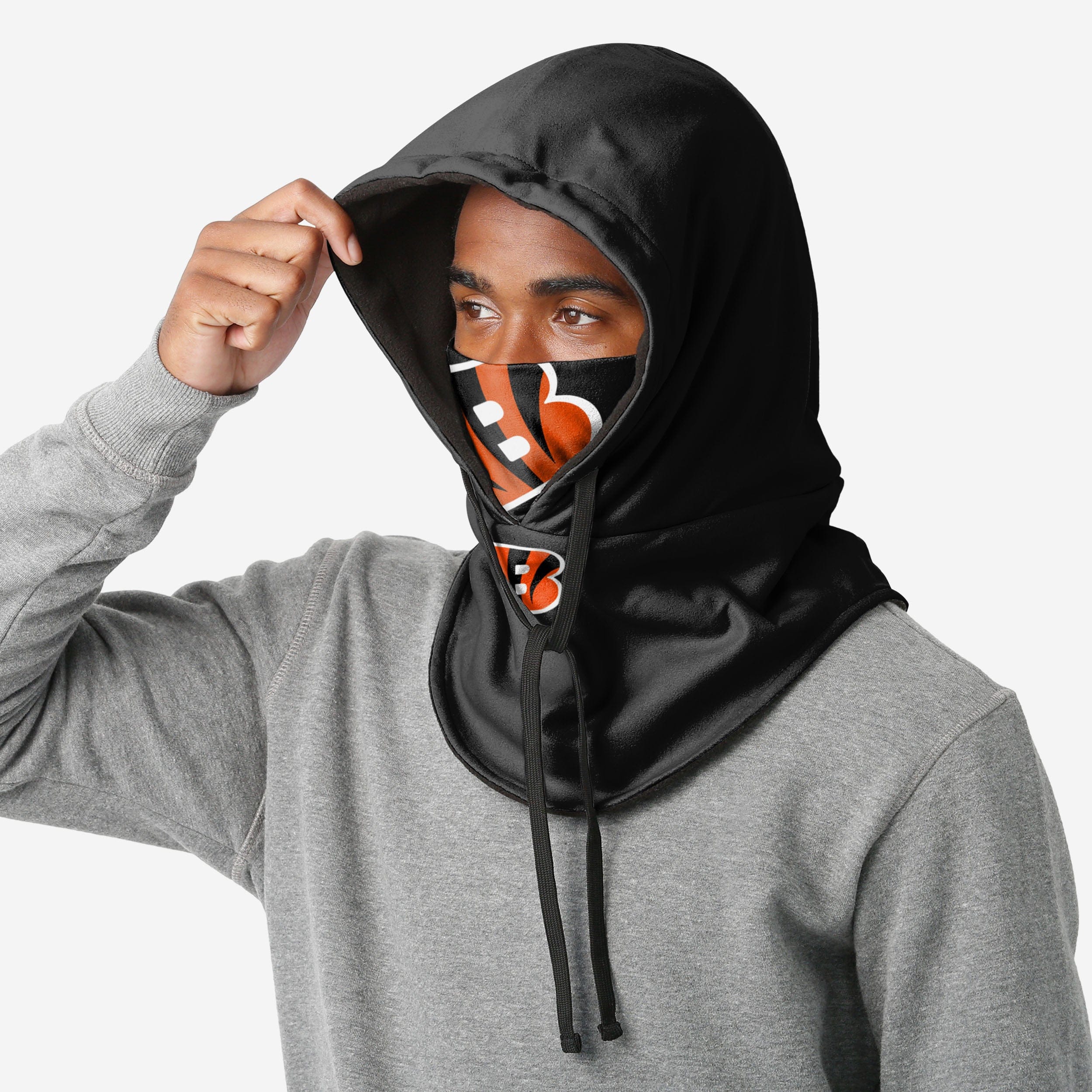 Cincinnati Bengals Stylish Black Drawstring Hooded Gaiter - Your Winter Essential!
