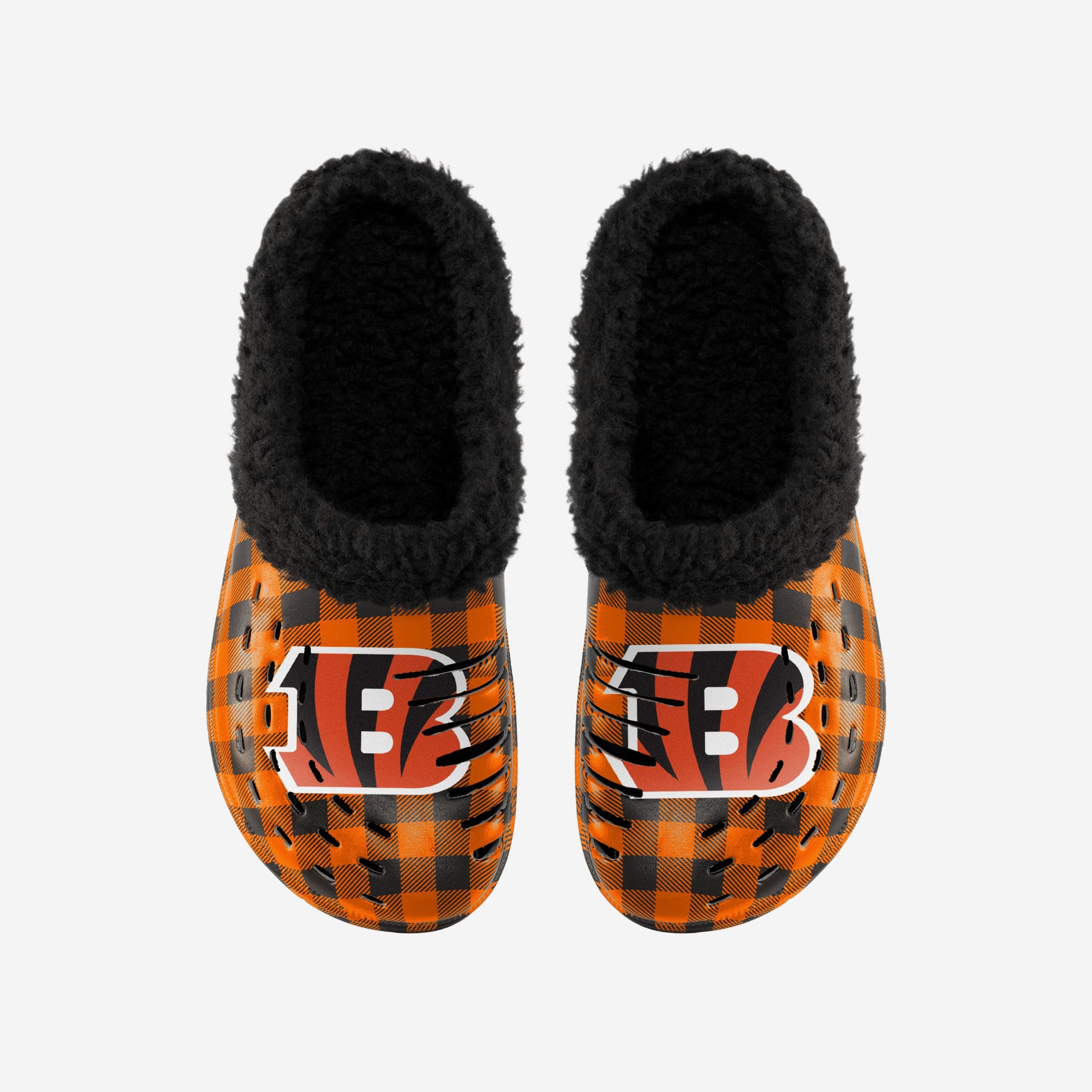 Cincinnati Bengals Super Comfy Sherpa Lined Buffalo Check Clogs